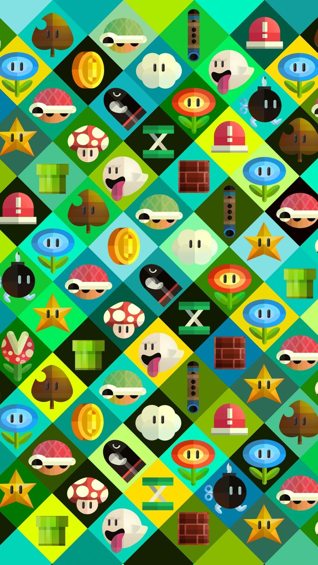 iPhone wallpaper Super Mario characters