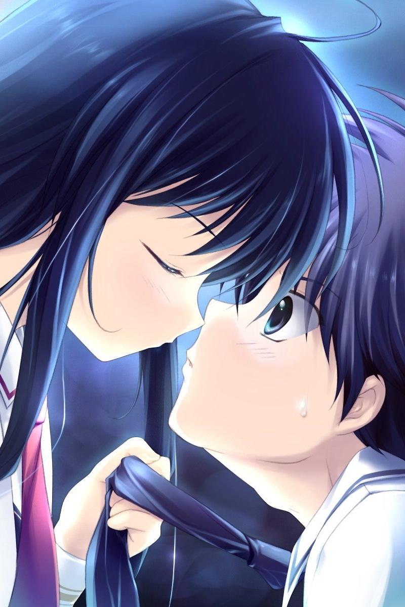 Download wallpaper 800x1200 kiss, devil, and darjeeling tea