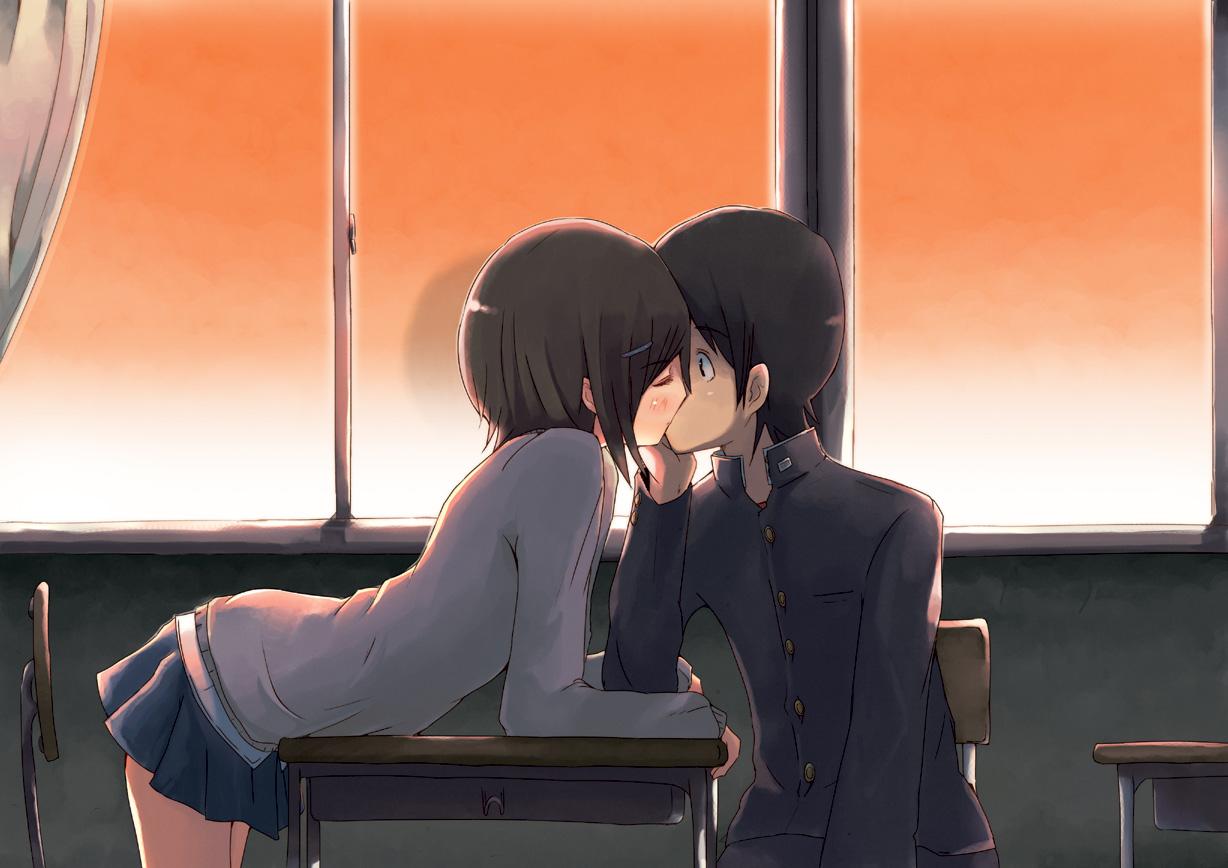 Romantic Anime Wallpaper Kissing In Class, HD