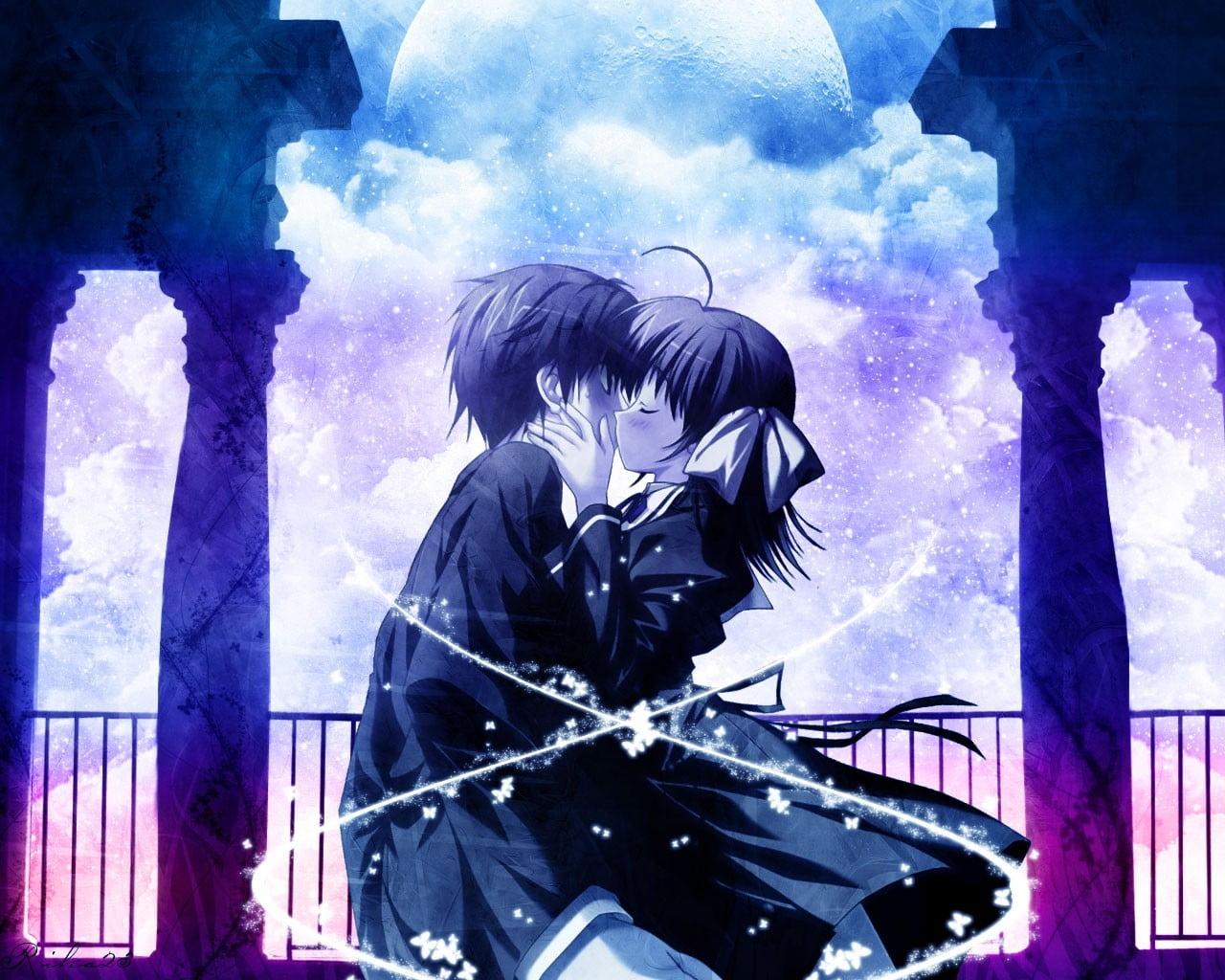 Anime Boy And Girl Kissing Wallpapers Wallpaper Cave