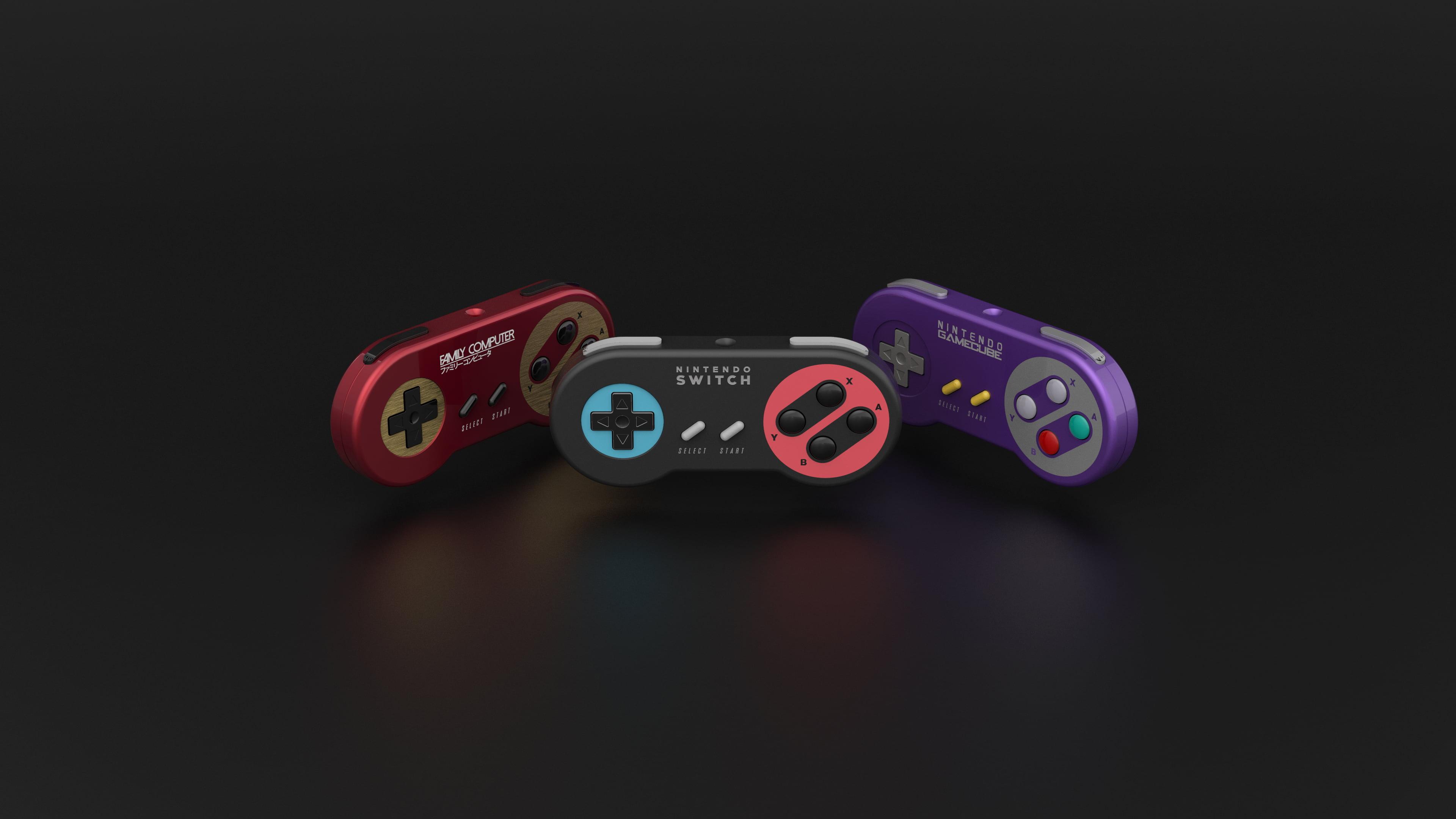 Three Assorted Colored Nintendo Switch Controller, Video