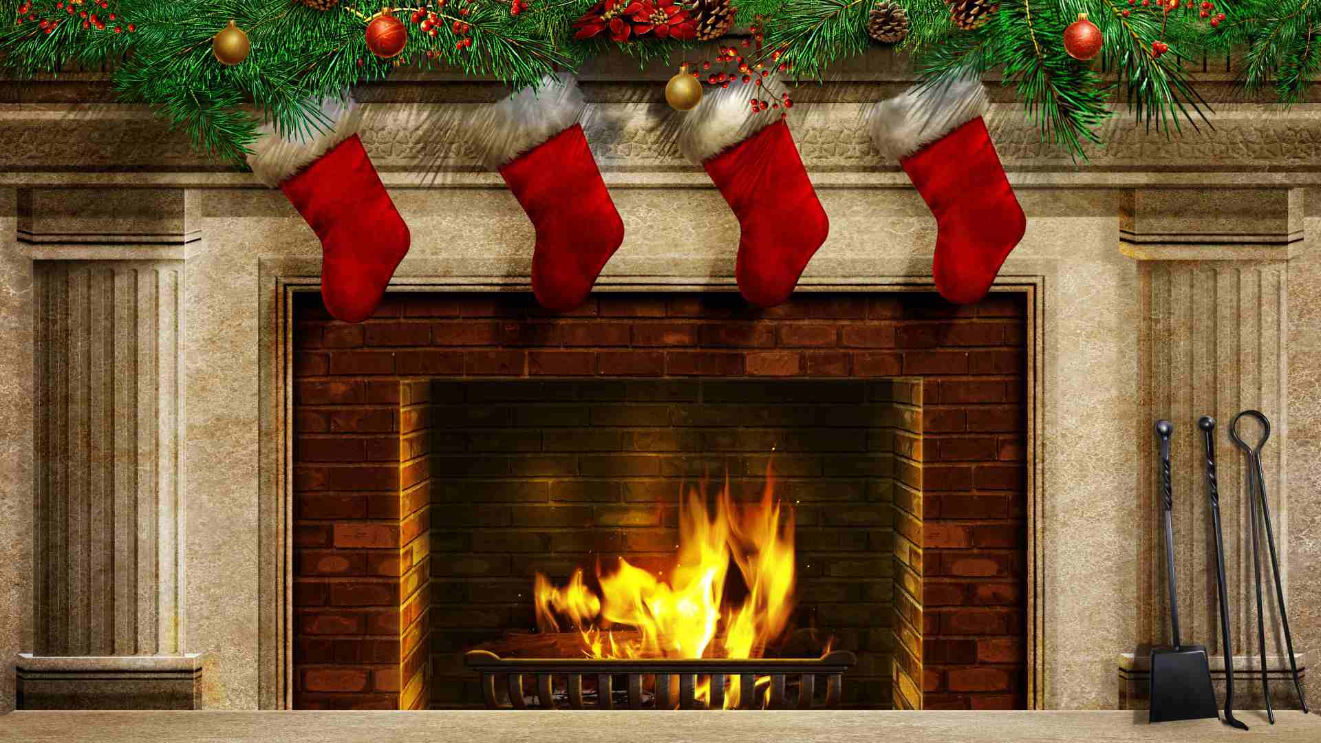 Christmas Open Fireplace Wallpapers Wallpaper Cave