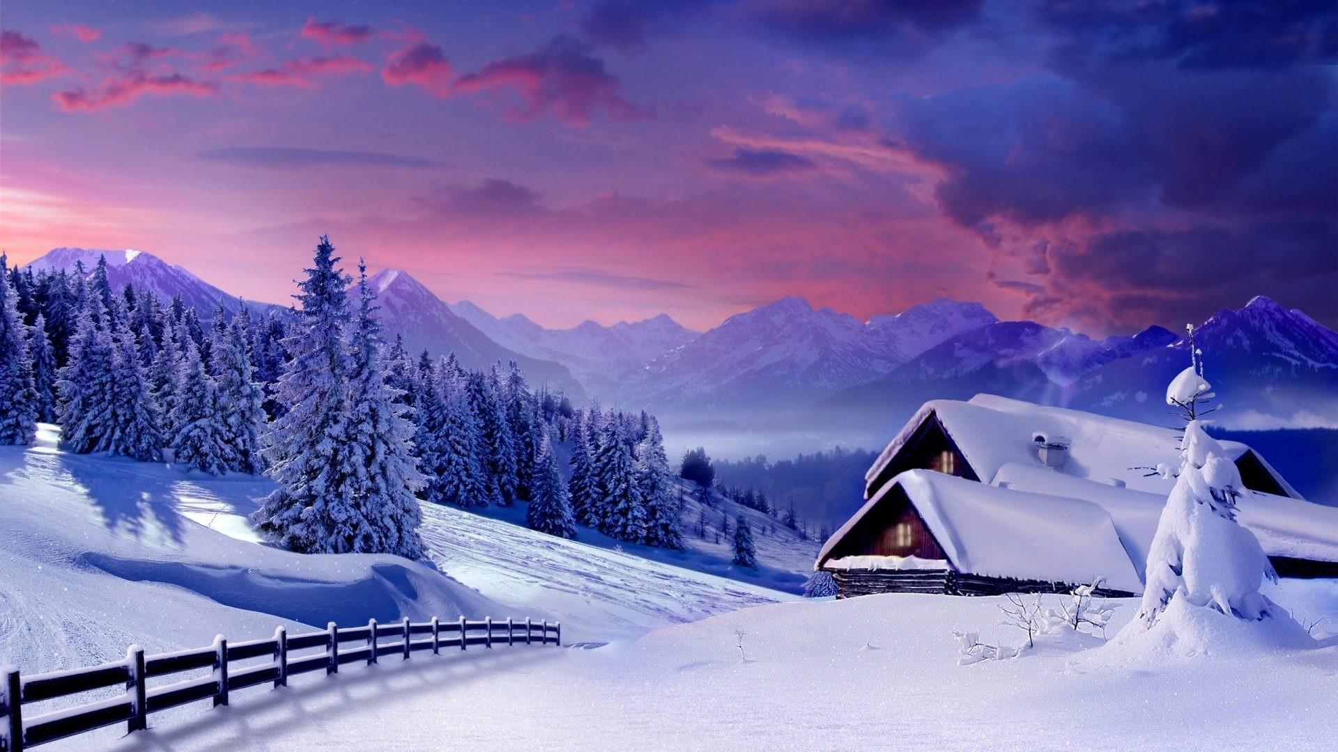 Christmas Snow Scene Wallpaper