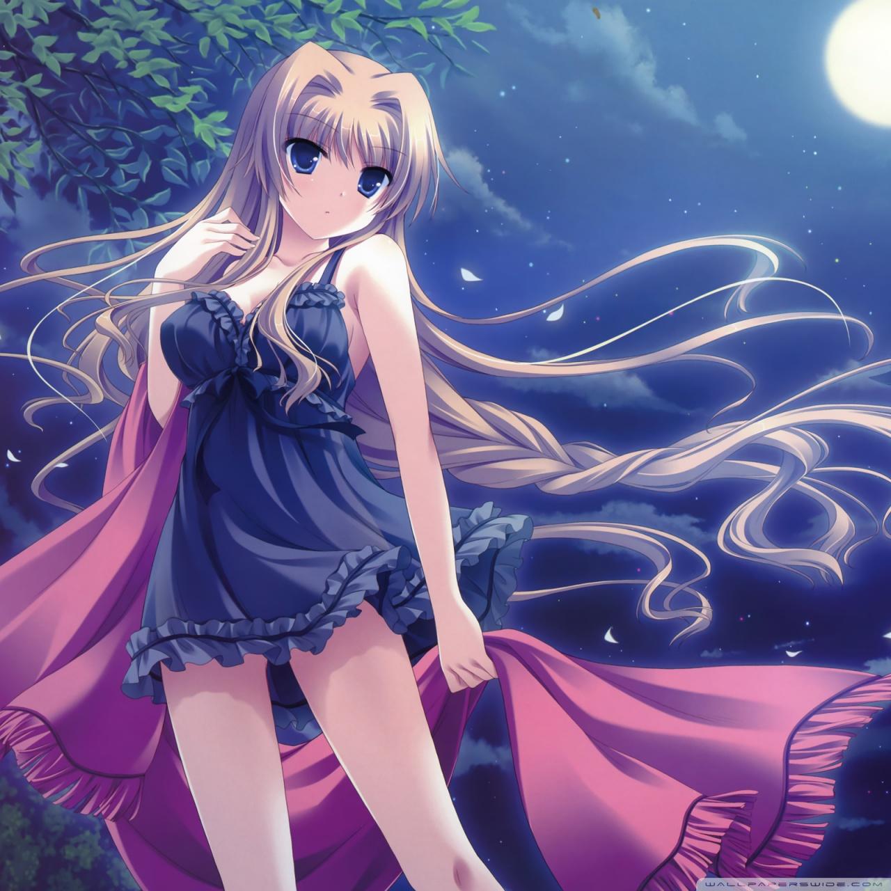 Anime Art Sky Moon Scenery 4K Wallpaper 62605