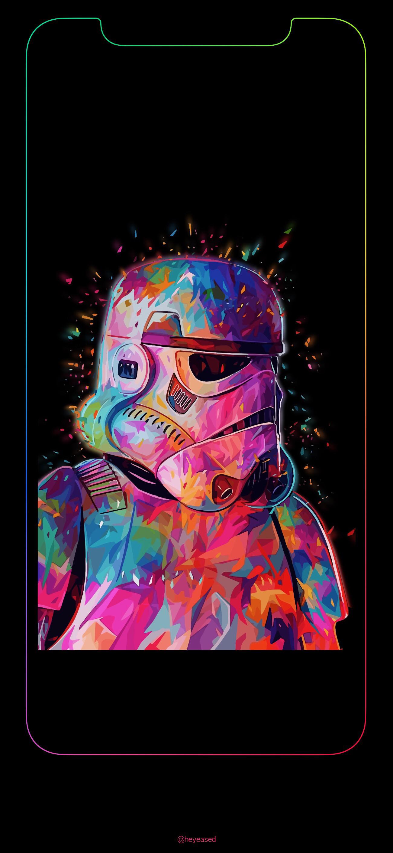 Rainbow Stormtrooper iPhone X Wallpaper [1301 X 2820]