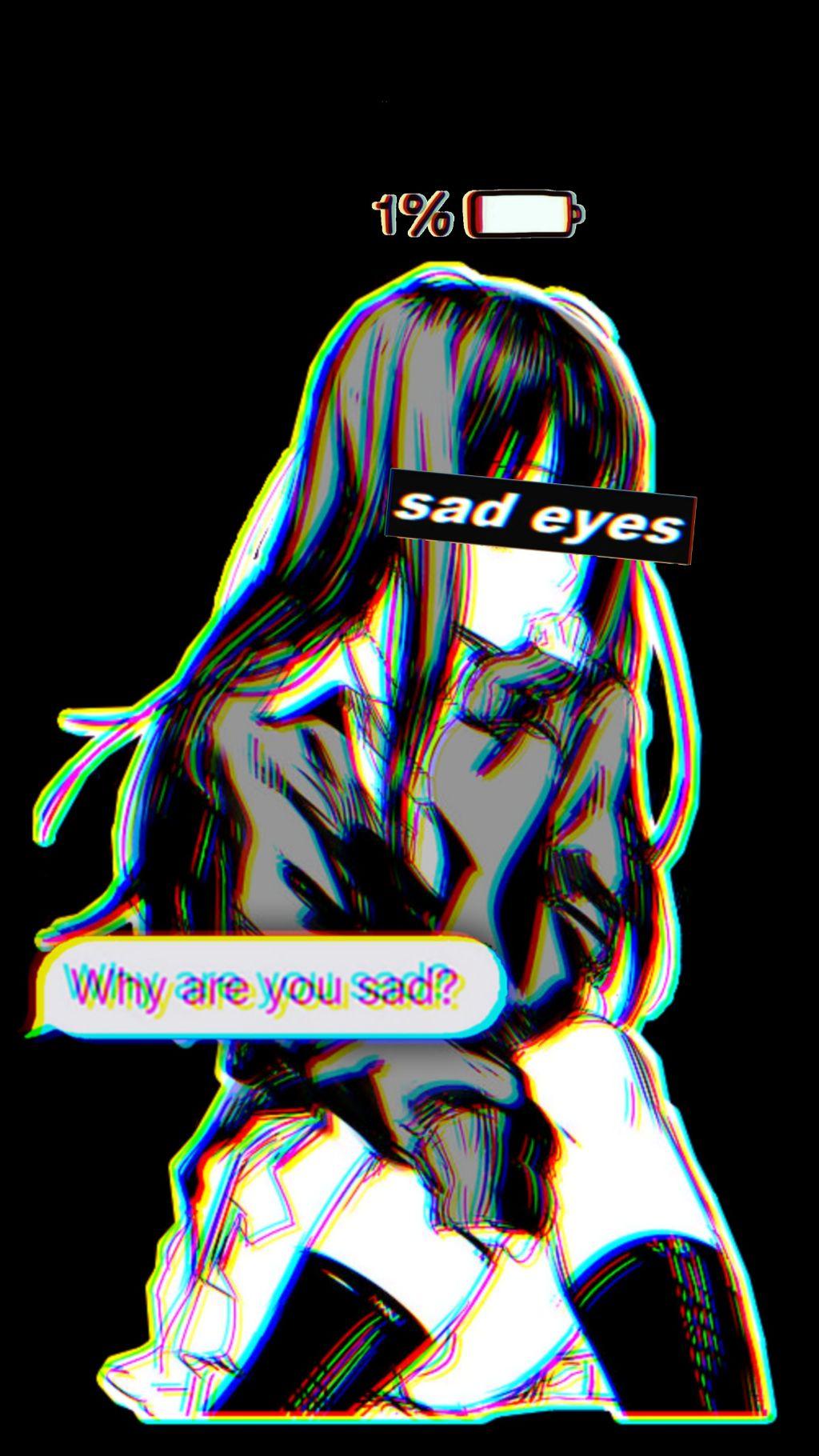 Sad Anime Glitch Wallpaper