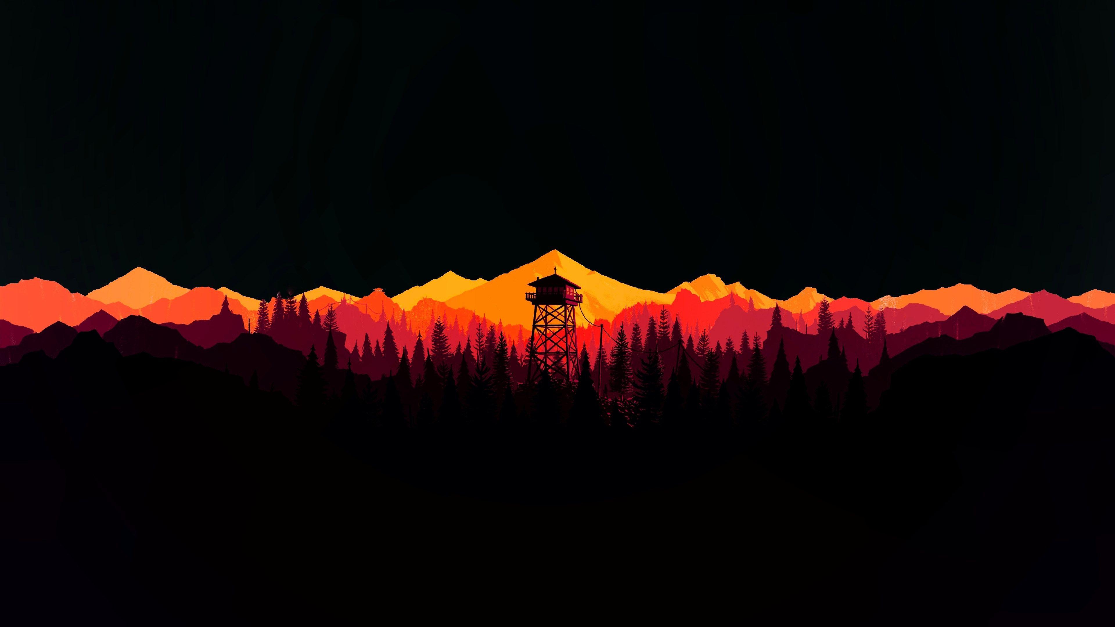 Watchtower in OLED style [3840 x 2160]. Computer wallpaper desktop wallpaper, iPhone homescreen wallpaper, HD wallpaper