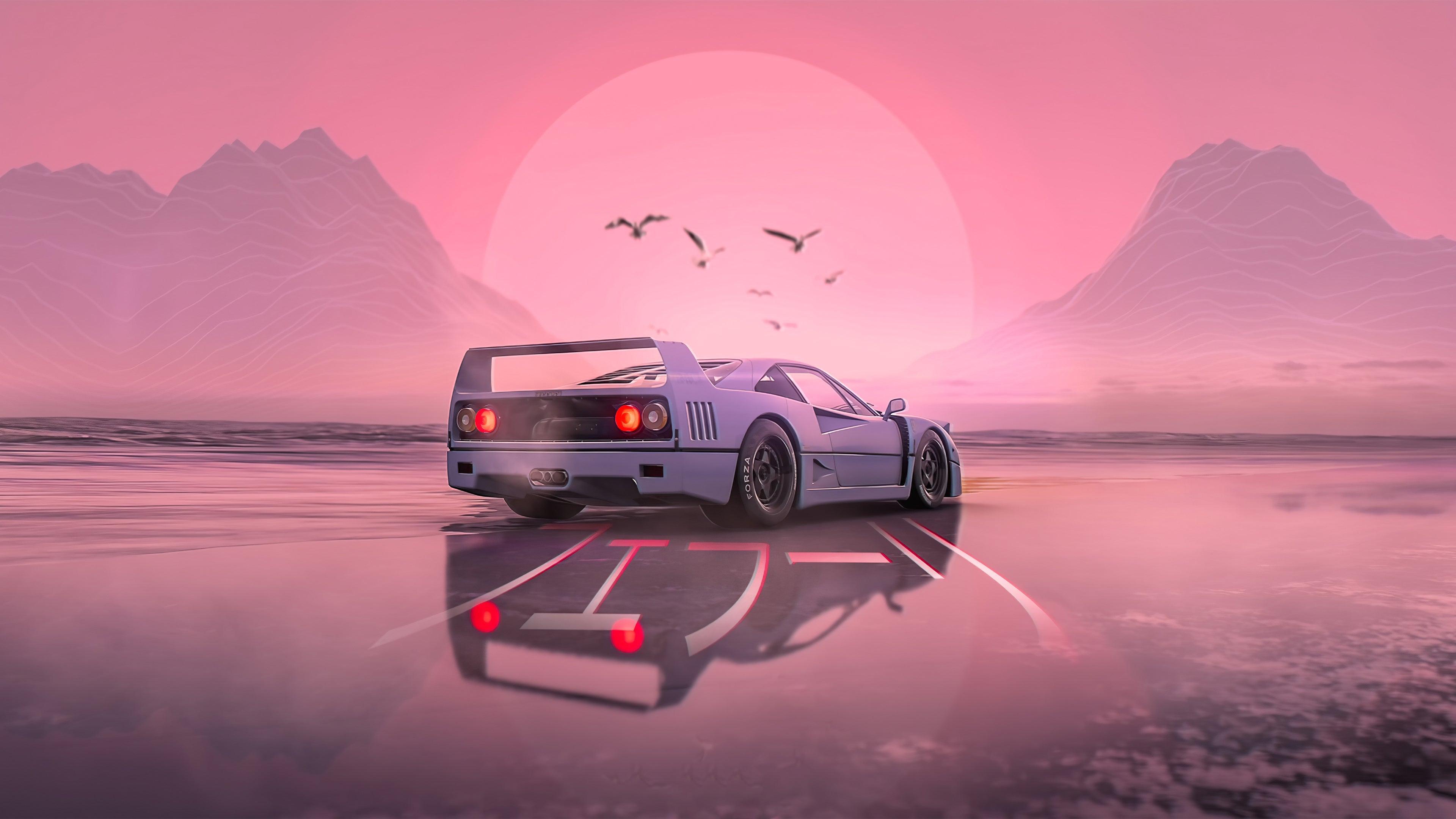 Retrowave 4K wallpaper for your desktop or mobile screen free and easy to download