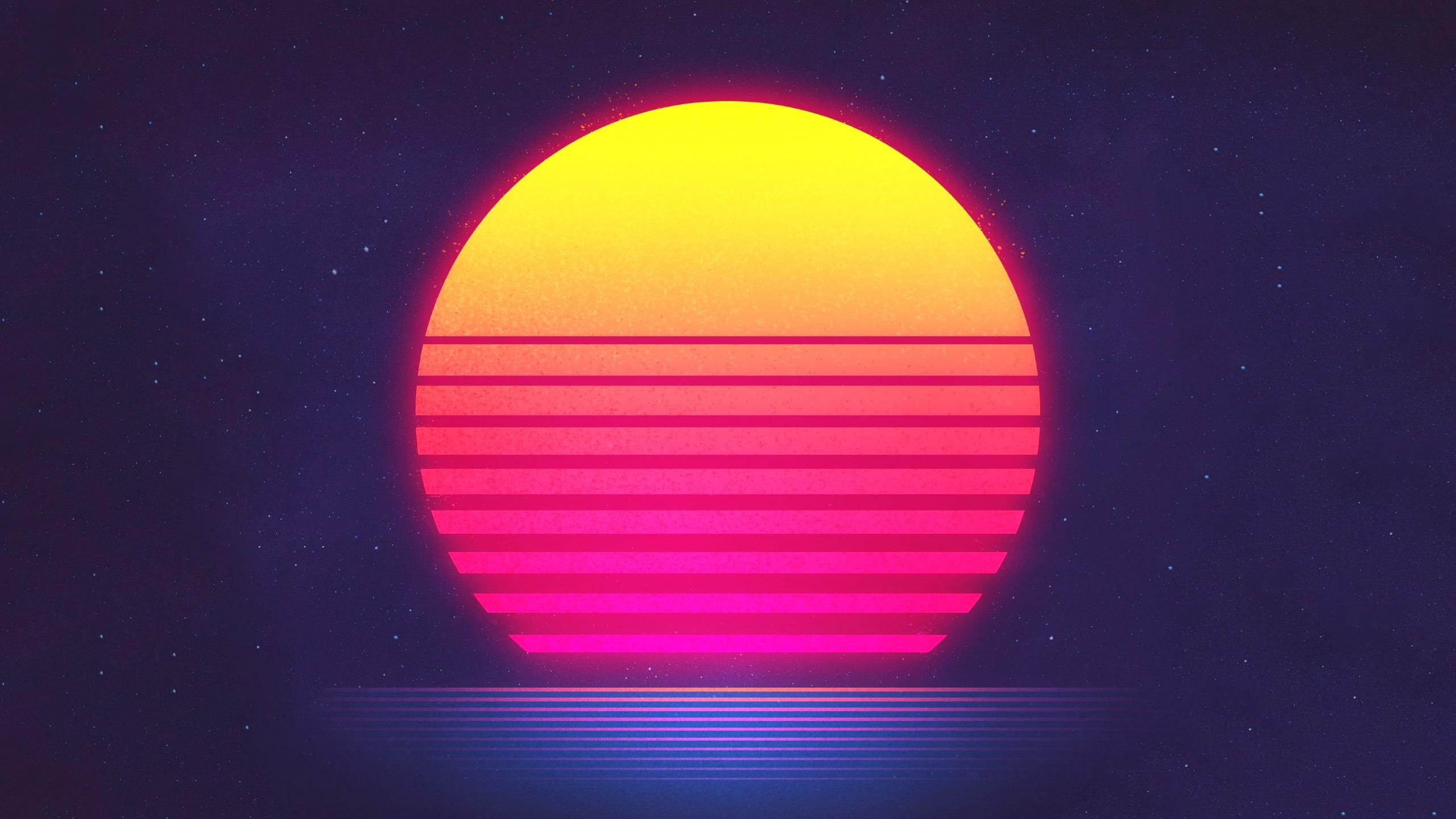 Wallpaper Sunset, Retrowave, Synthwave, HD, Creative Graphics