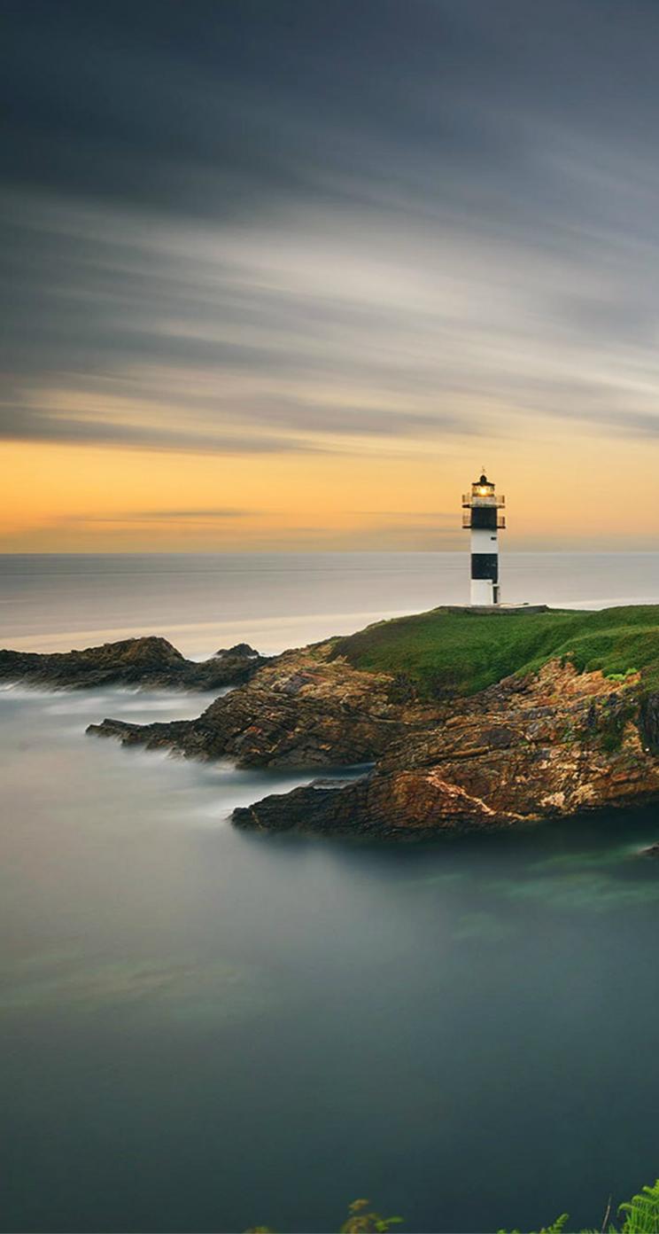 Beautiful Lighthouse Sunset Ocean nature iphone wallpaper