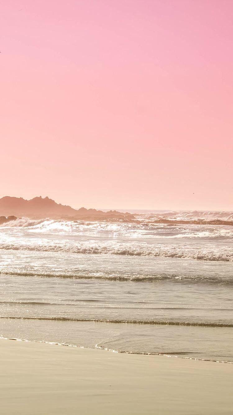 iPhone and Android Wallpaper: Pink Beach Landscape