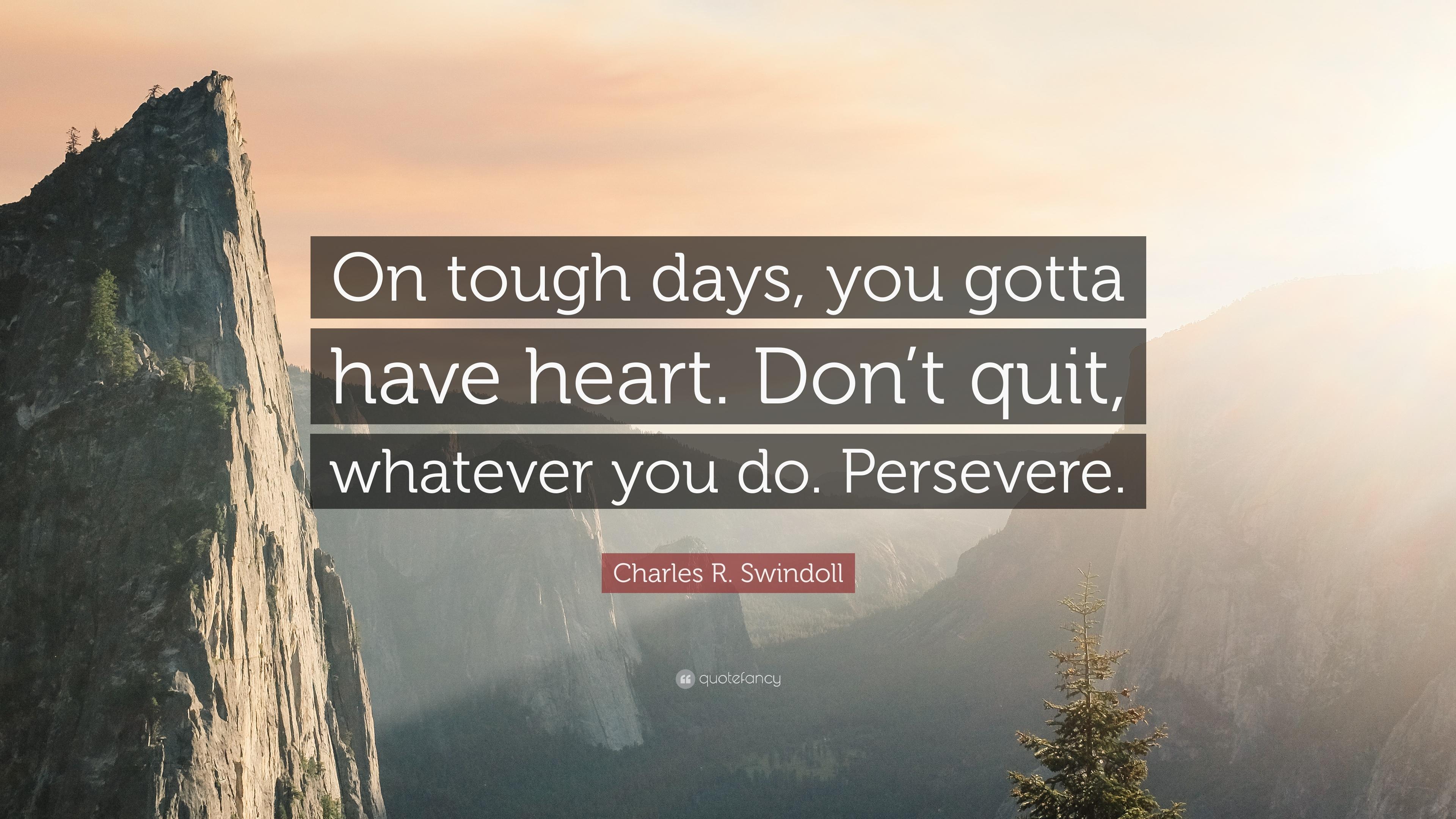 Charles R. Swindoll Quote: “On tough days, you gotta have