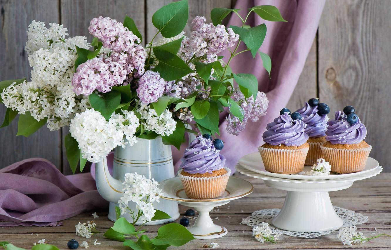 Wallpaper purple, still life, lilac, aesthetics, cupcakes