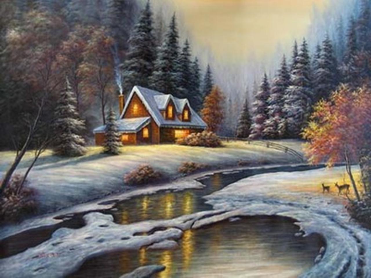 By vickie wade paintings winter creek art 952 - Winter
