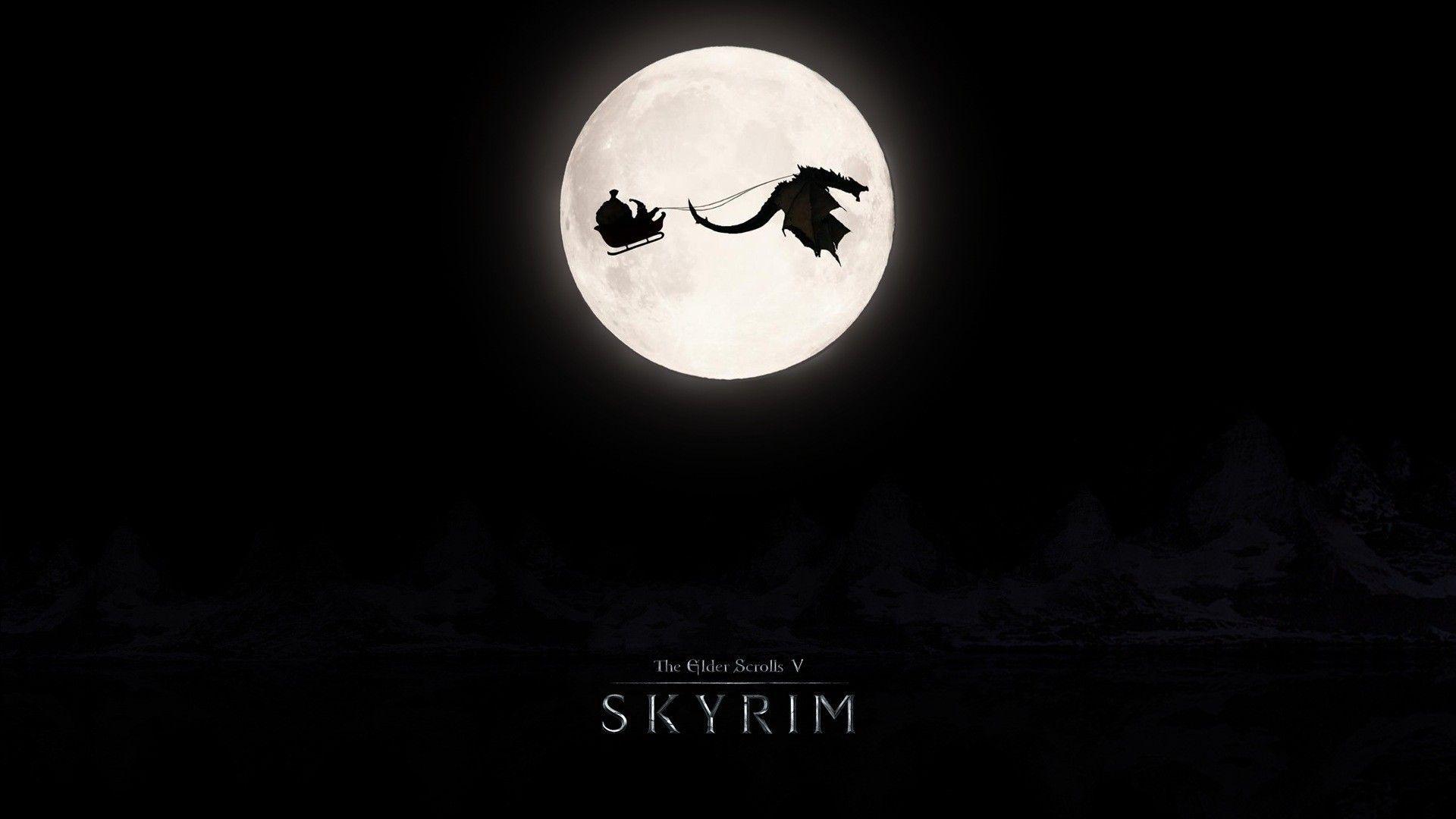 Christmas, #The Elder Scrolls V: Skyrim, #dragon, #Moon