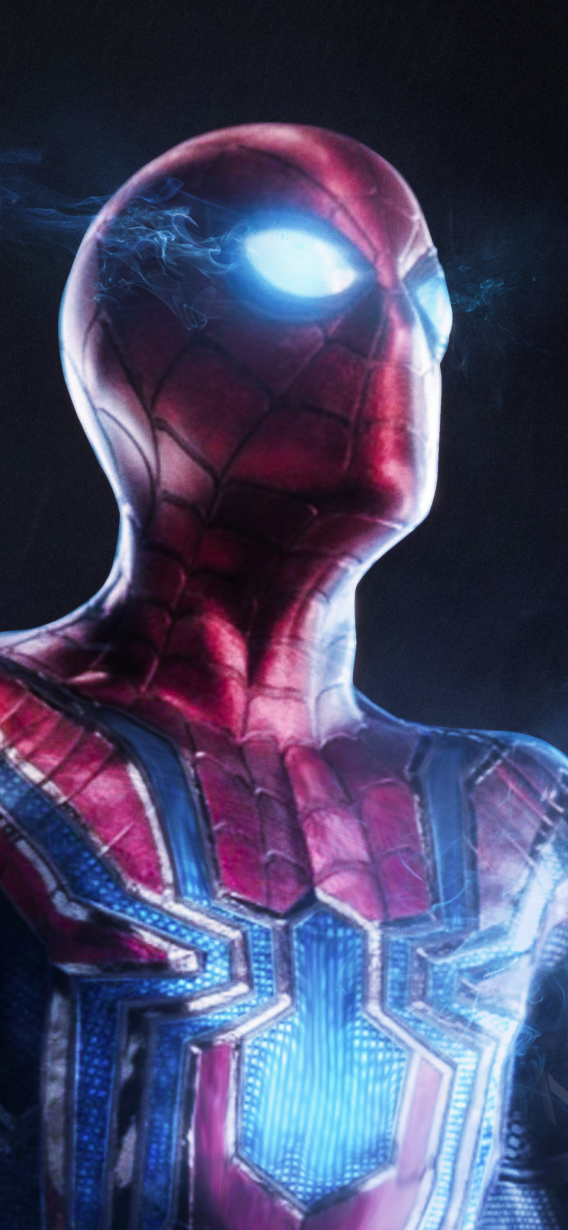Download 1125x2436 Wallpaper Spider Man, Iron Suit, Art