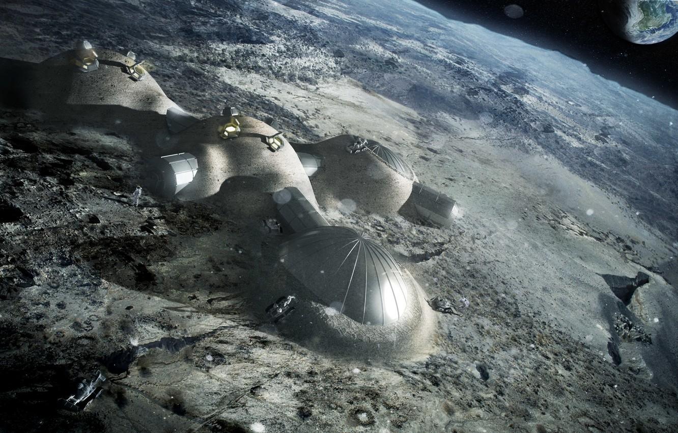 Wallpaper space, the moon, base, colonization image