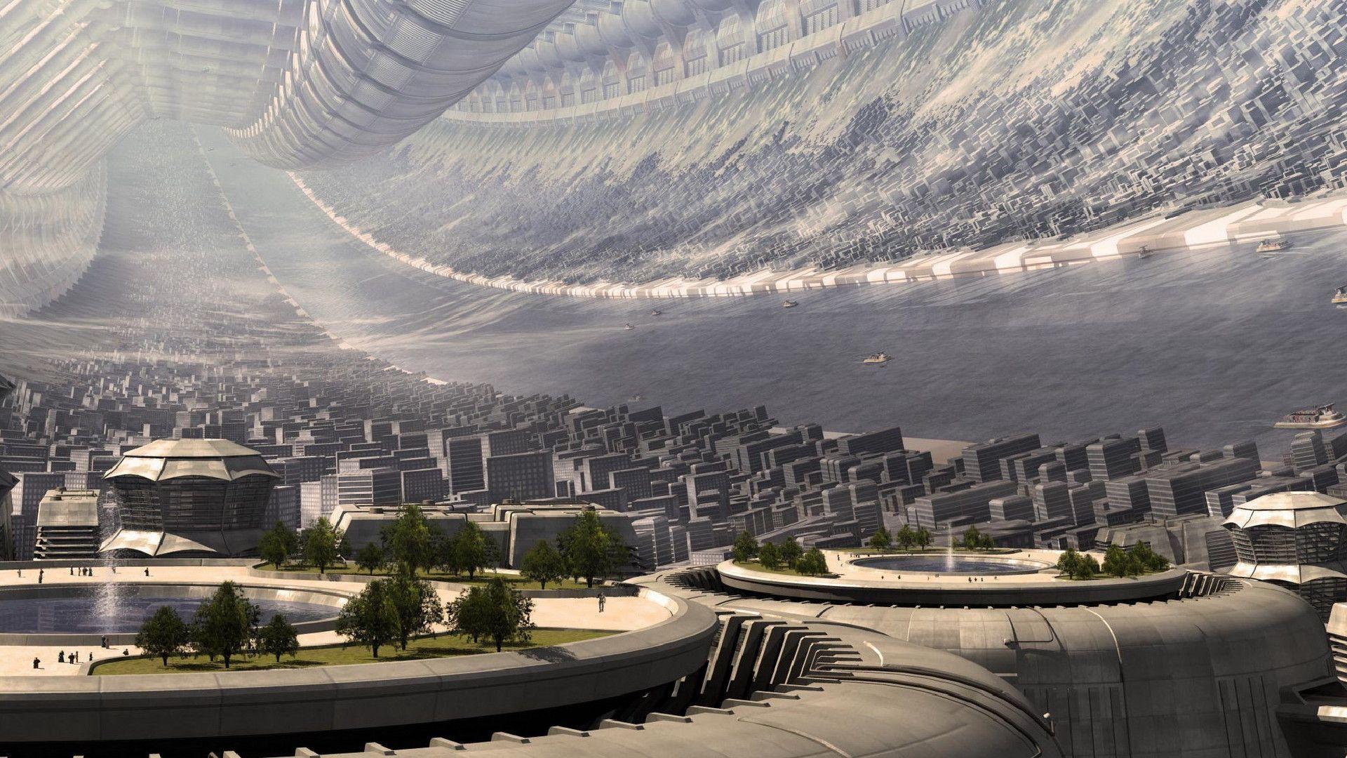 Space Station Cityscape [1920x1080]. Futuristic city, Space
