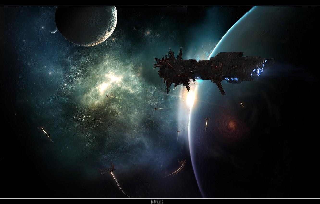 Wallpaper planet, ship, colonization image for desktop