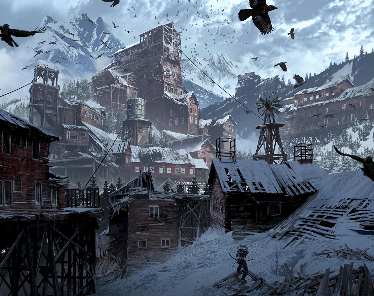 Image Rise of the Tomb Raider Lara Croft Village Winter mountain