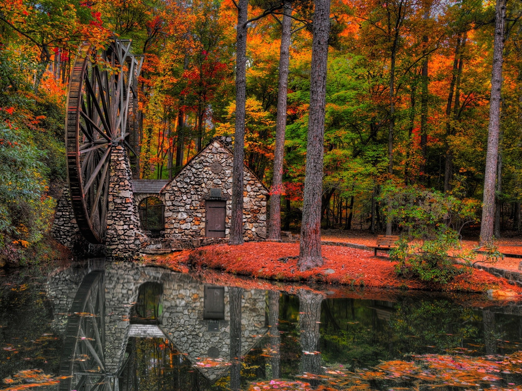 Autumn Water Mill Wallpaper. Free Autumn Downloads