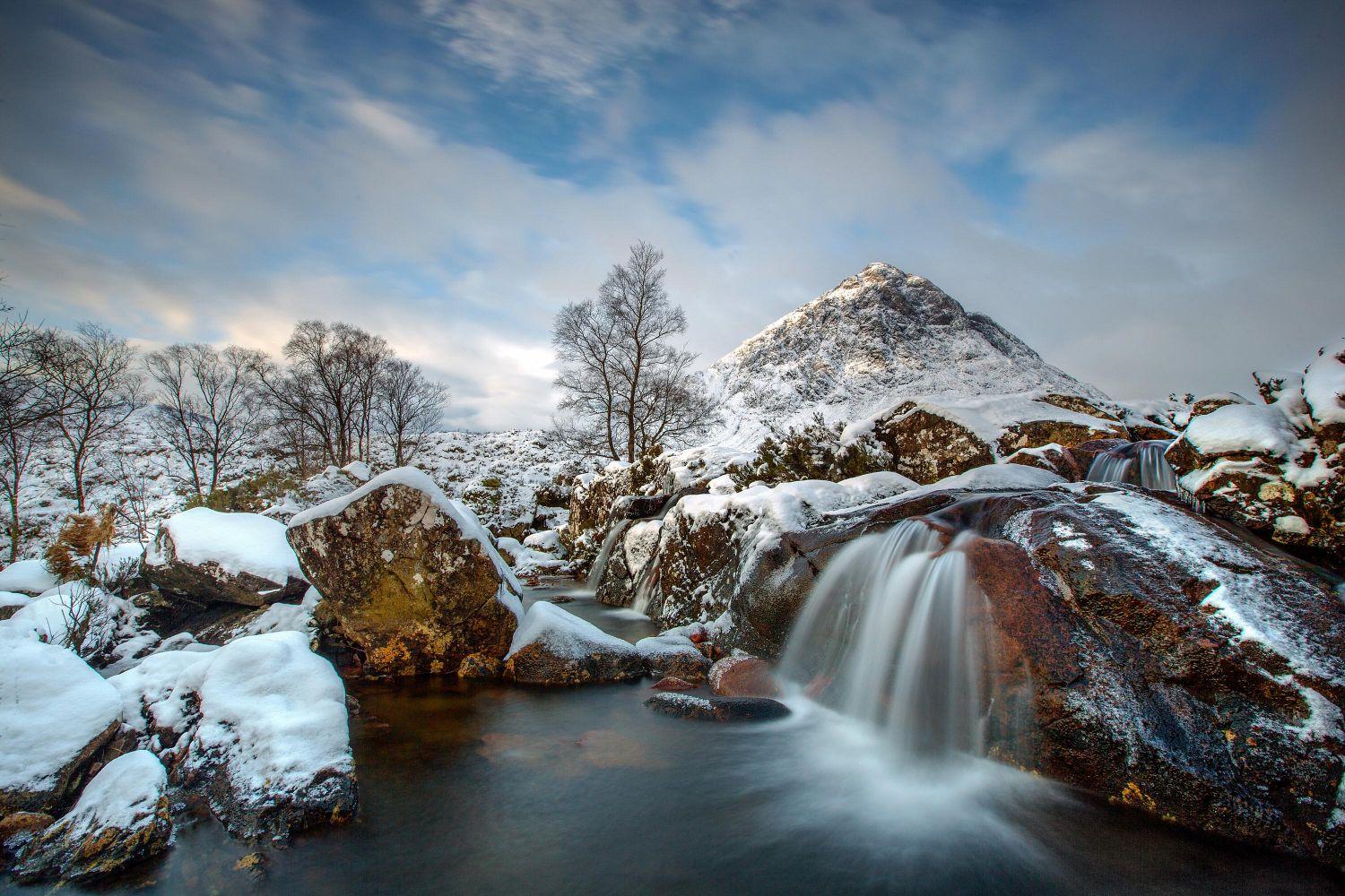 River Coupall Waterfall and Buachaille Etive Mor
