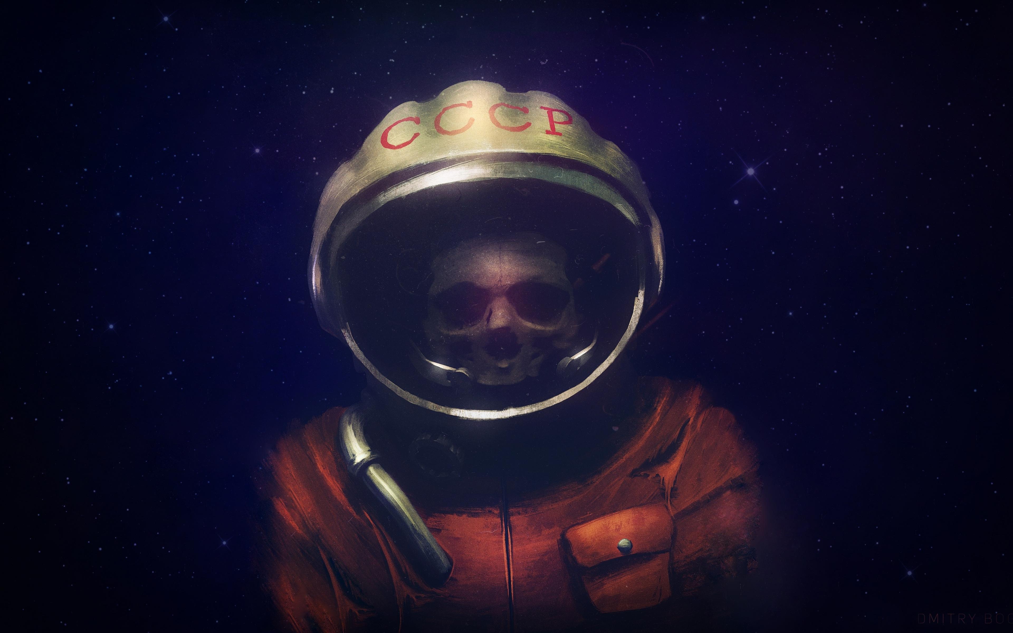Download 3840x2400 wallpaper skull, astronaut suit, art, 4k