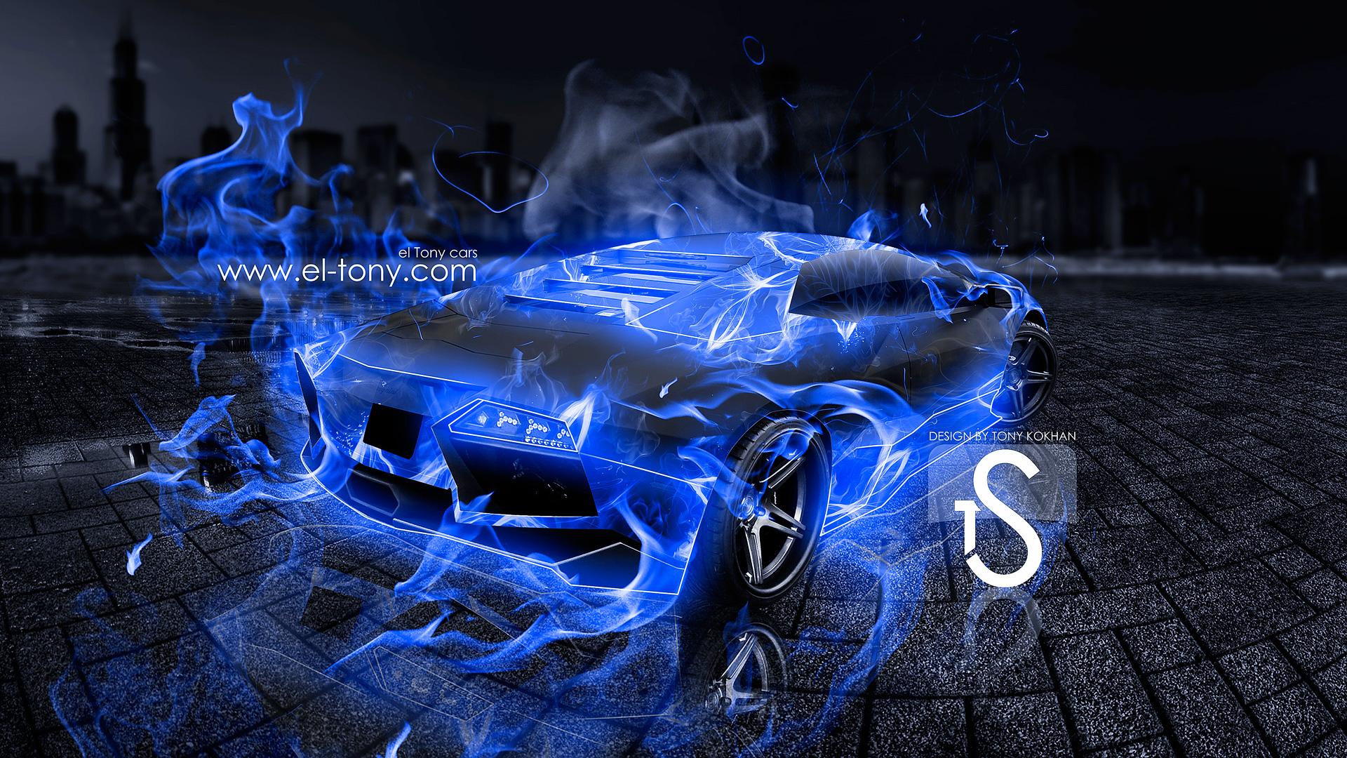 Free download Lamborghini Fire Blue HD Desktop Wallpaper