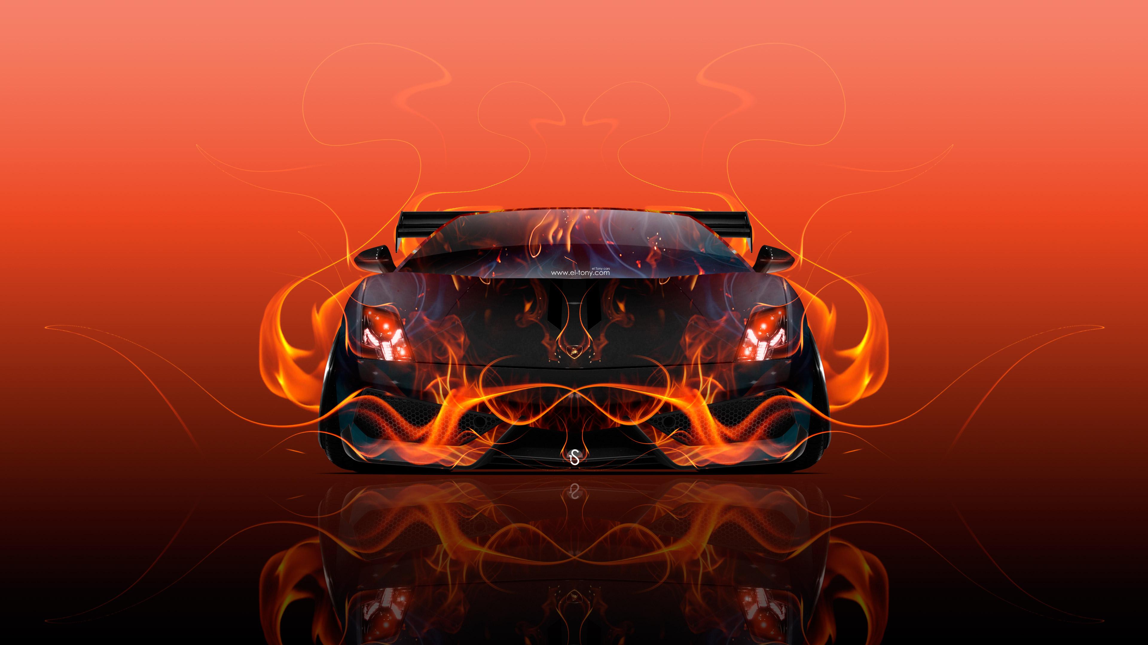 Lamborghini Gallardo Tuning Front Fire Abstract Car 2015