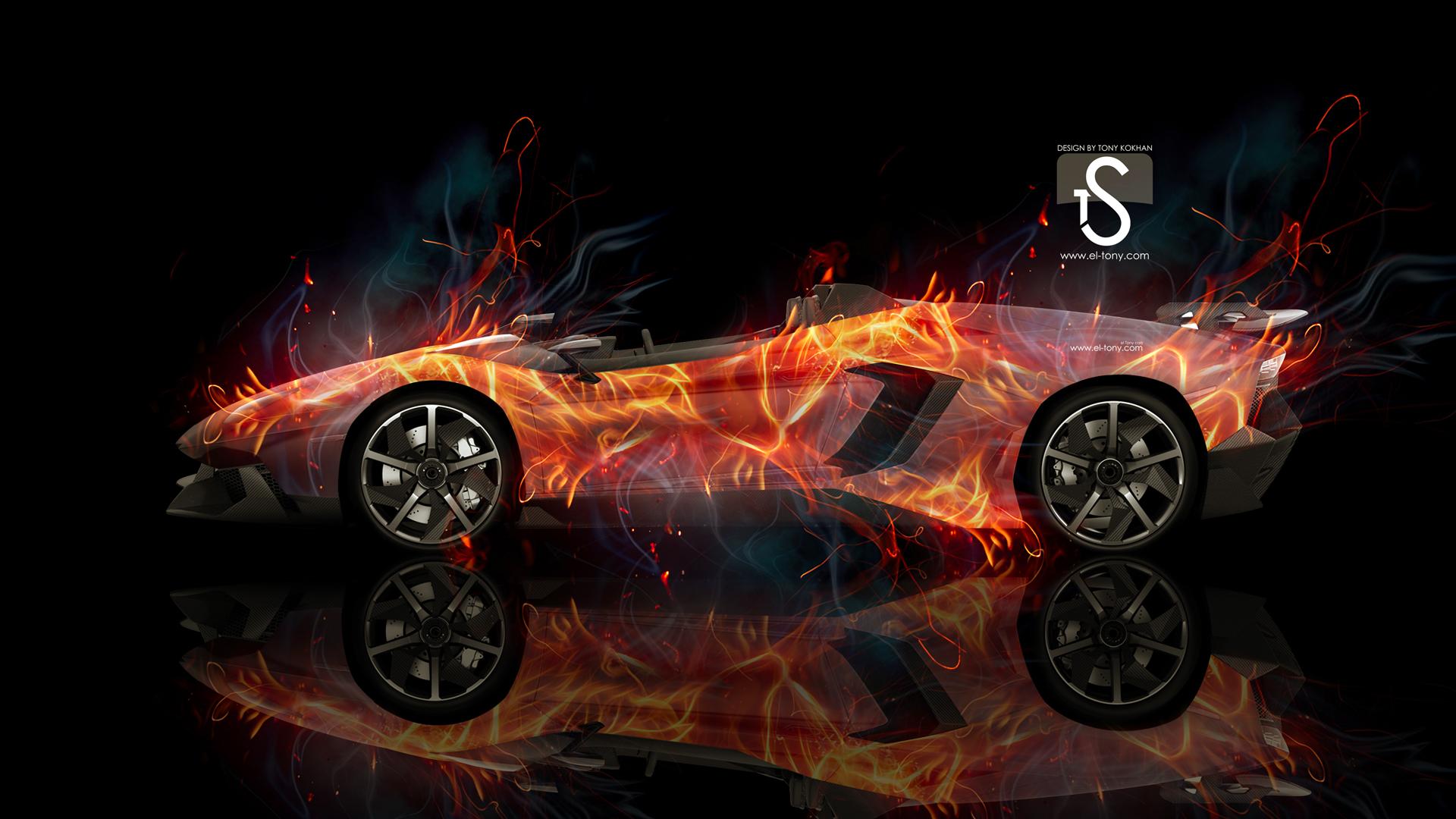 Free download Lamborghini Aventador J Fire Photohop Car