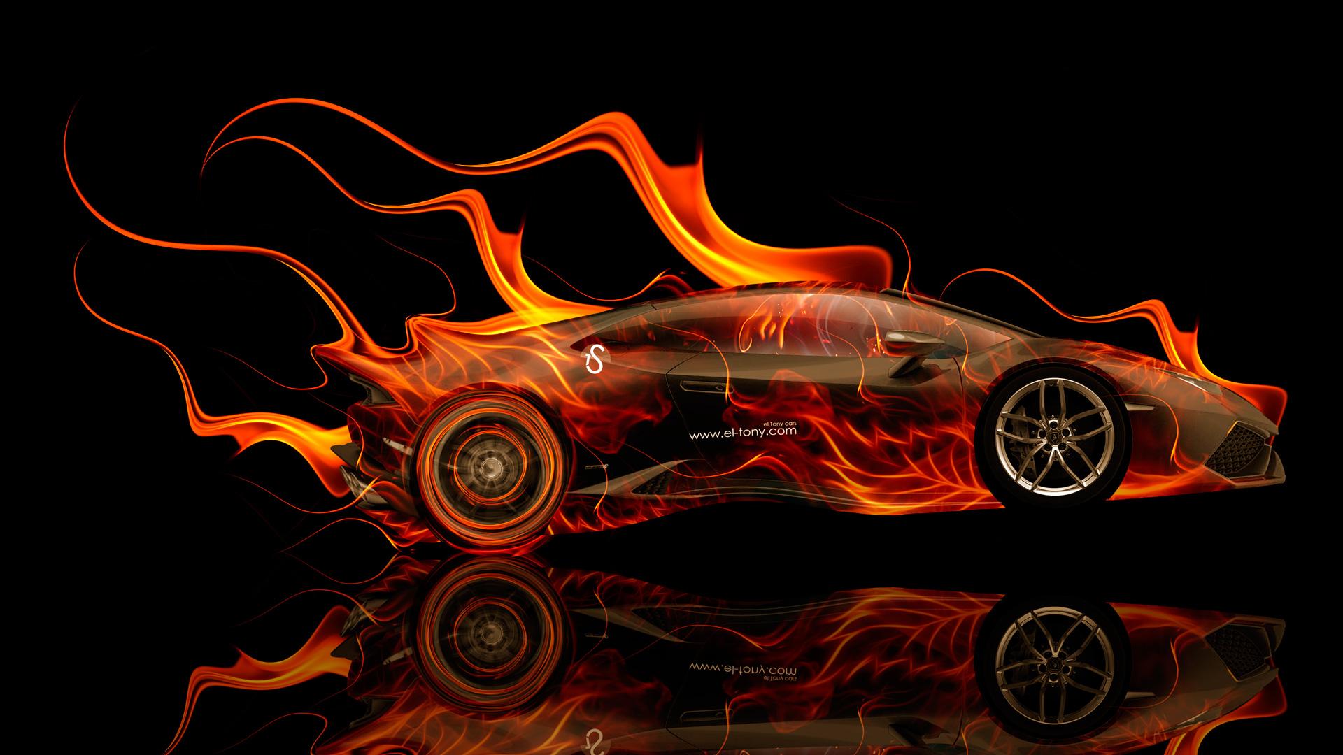 Lamborghini Huracan Side Fire Abstract Car 2014