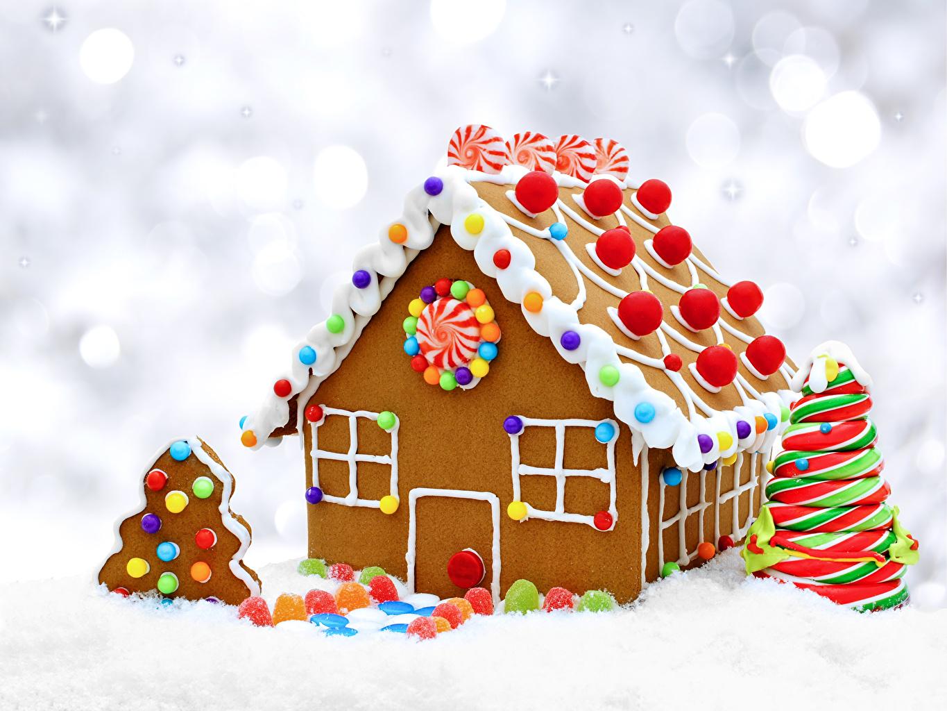 Picture Gingerbread house Christmas New Year tree Food Cookies