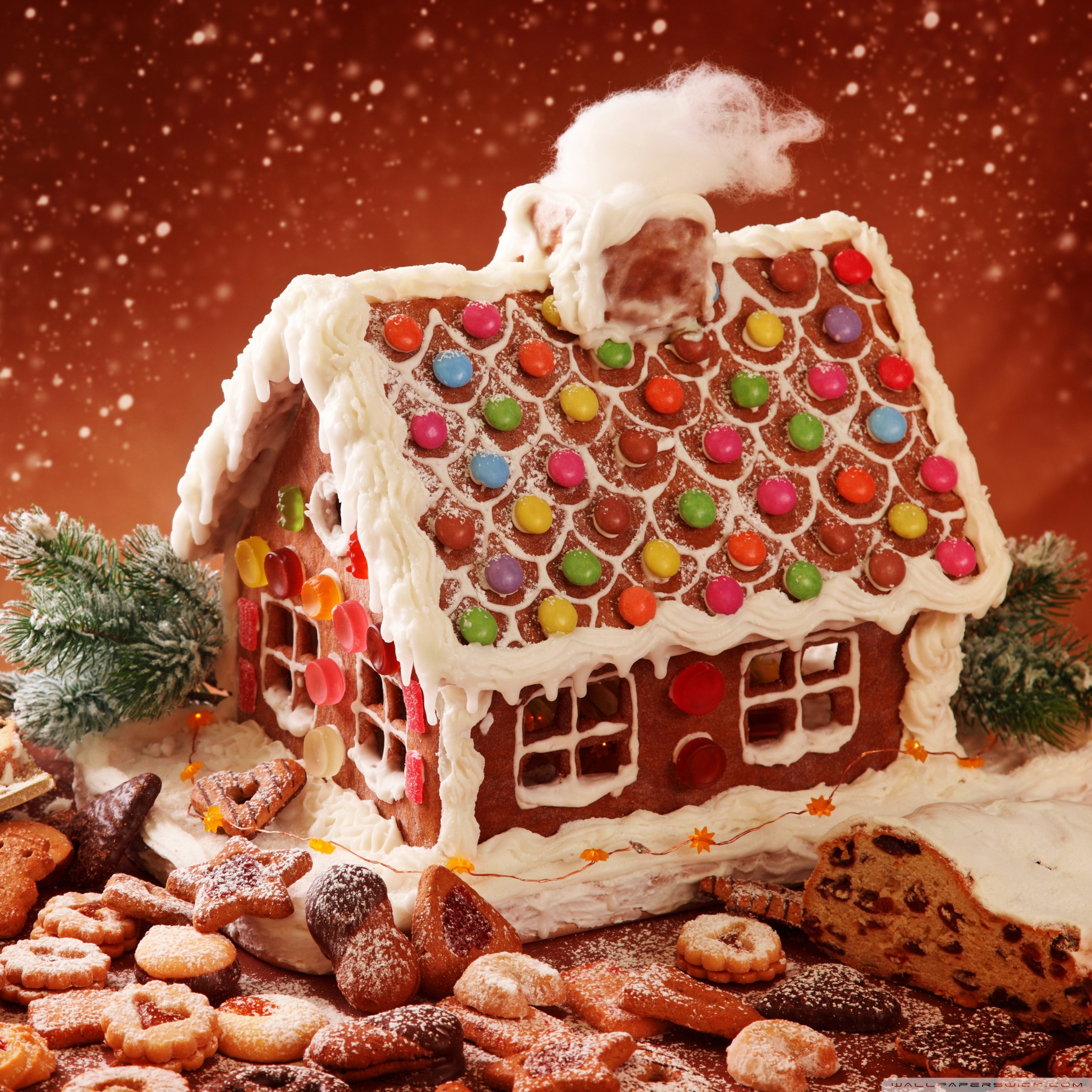 Gingerbread House And Cookies ❤ 4K HD Desktop Wallpaper