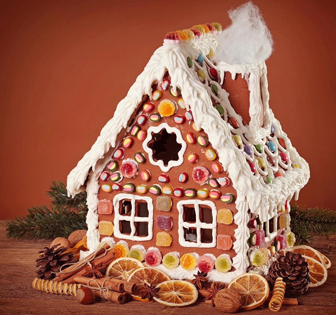 image Gingerbread house Christmas Cinnamon Food Pine cone