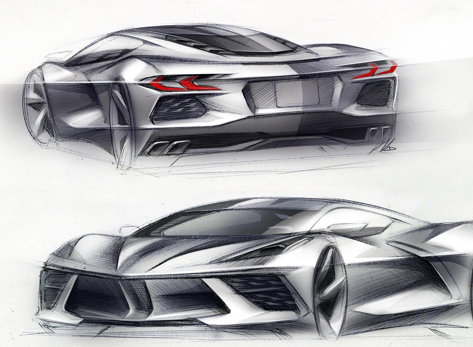 Chevrolet Corvette C8 Stingray Design Sketch Wallpaper