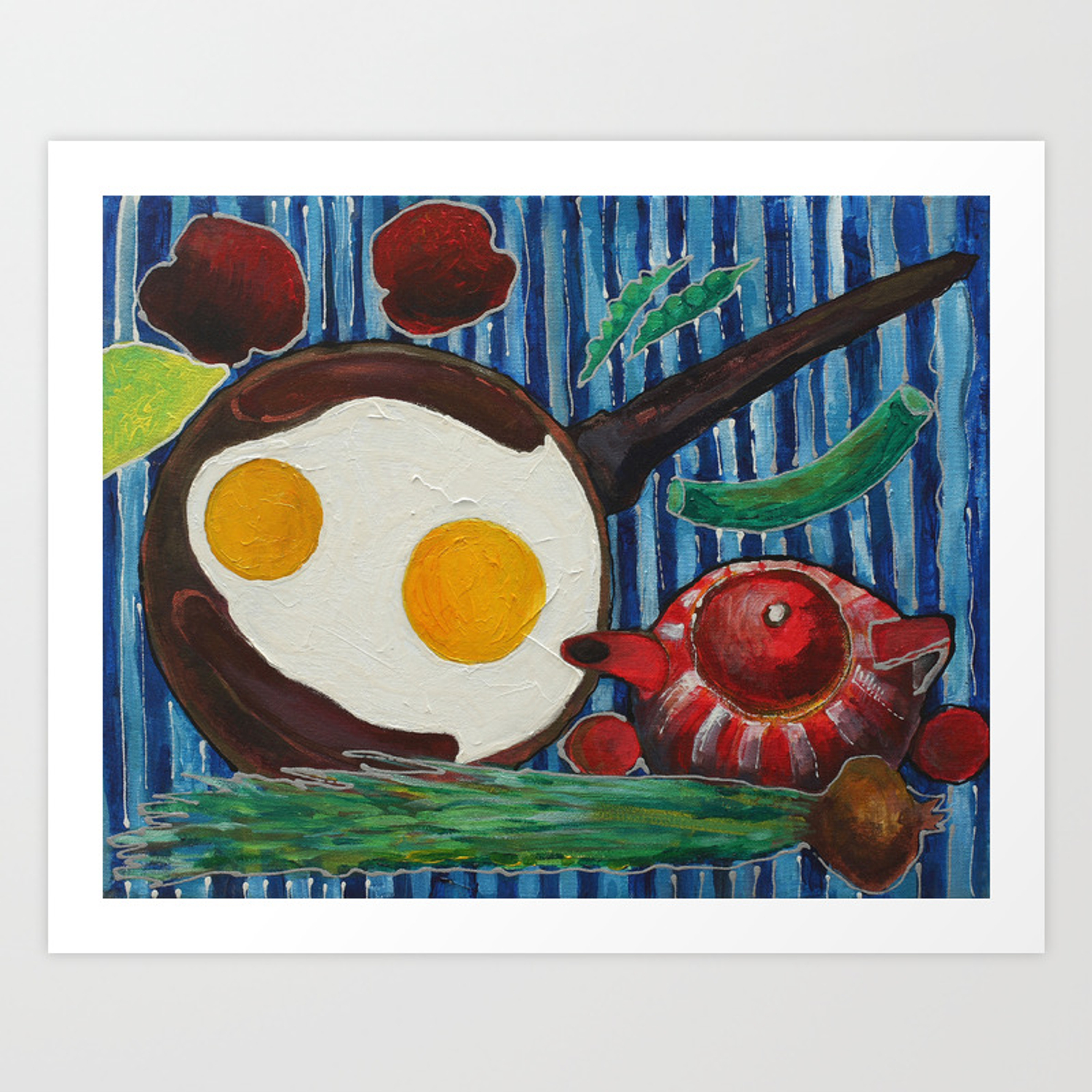 Naturmort with omelette Art Print