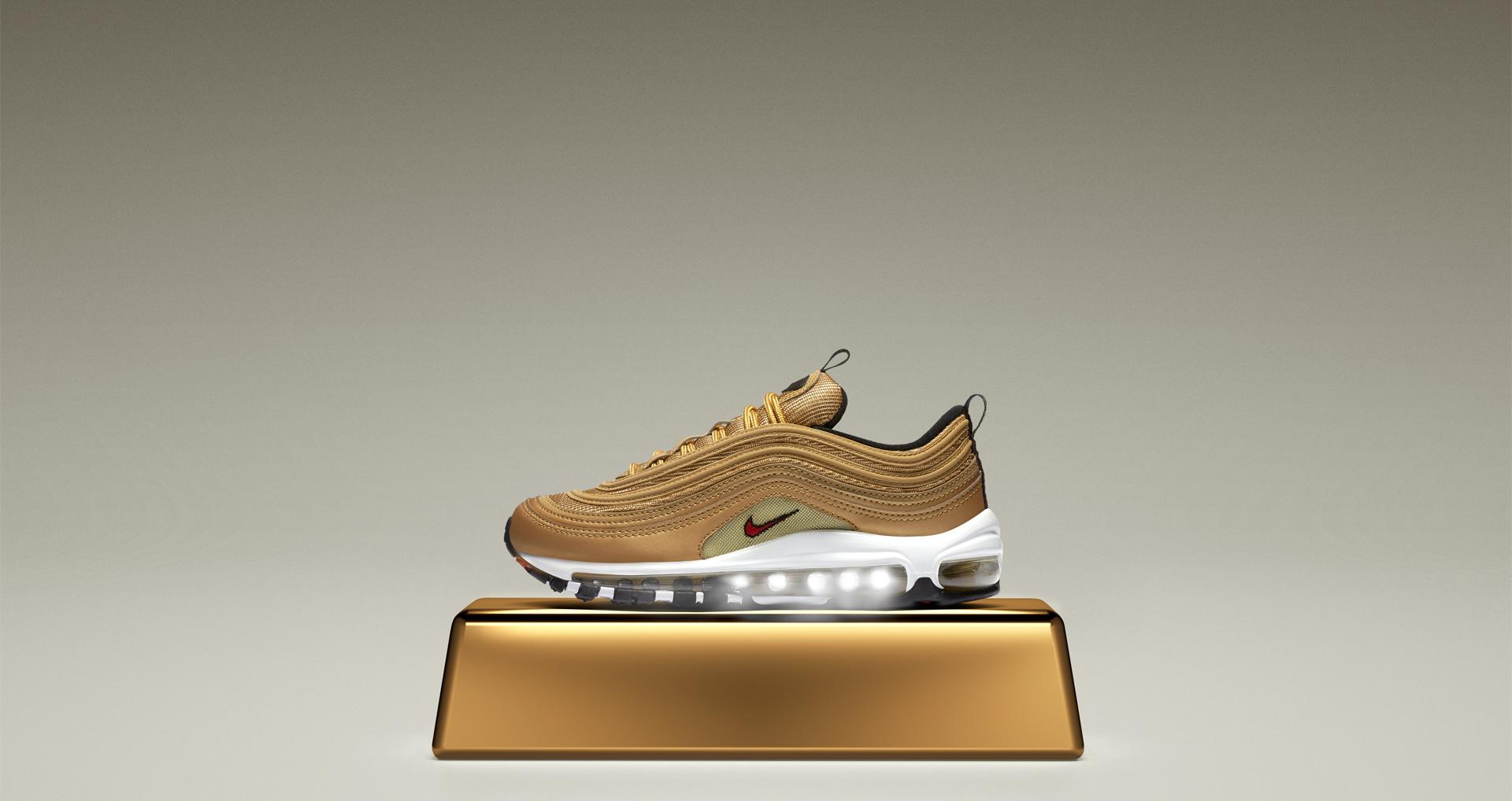Nike Air Max 97 QS Metallic Gold 918890 700. Available
