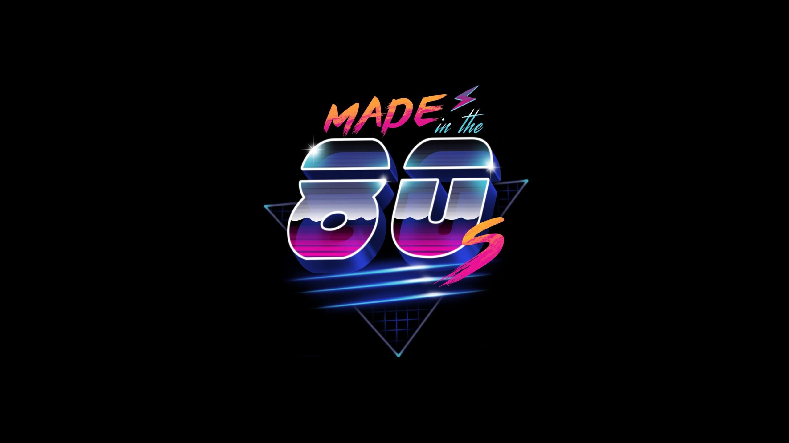 Wallpaper Made in 80s, Neon, Synthwave, Retrowave, HD, Black