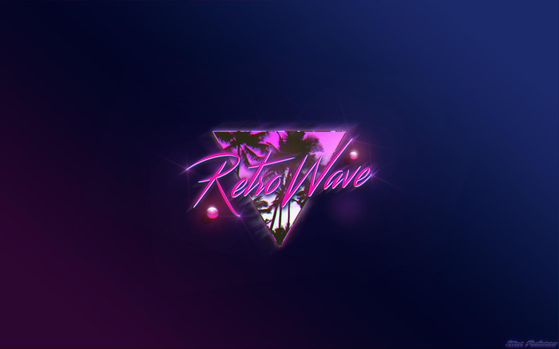 Pink and black Retro Wave logo, New Retro Wave, synthwave