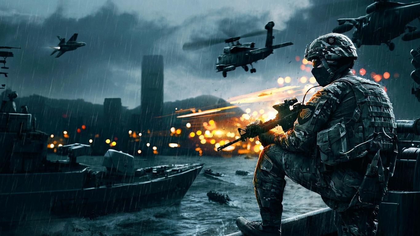 Download wallpaper 1366x768 battlefield 4, game, ea digital