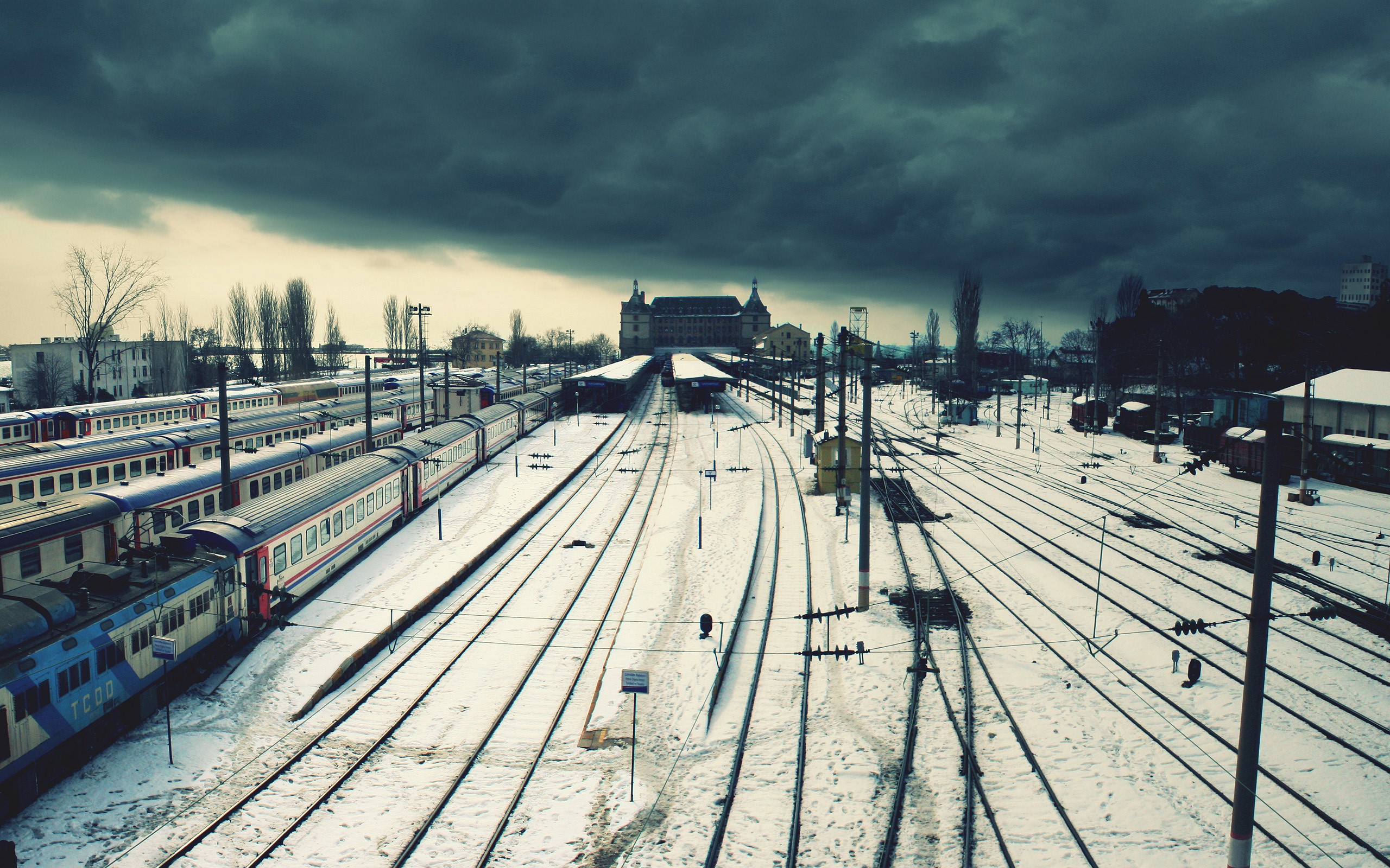 Train Tracks During Winter Season