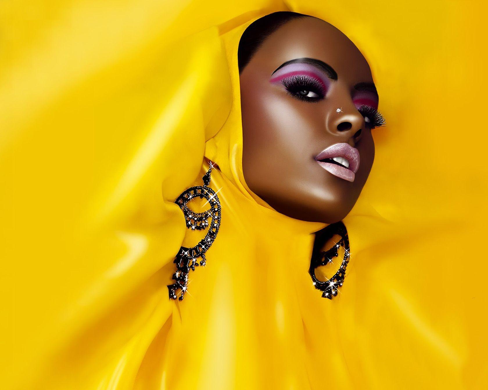3D Black Woman Face Wallpaper. Pink .com