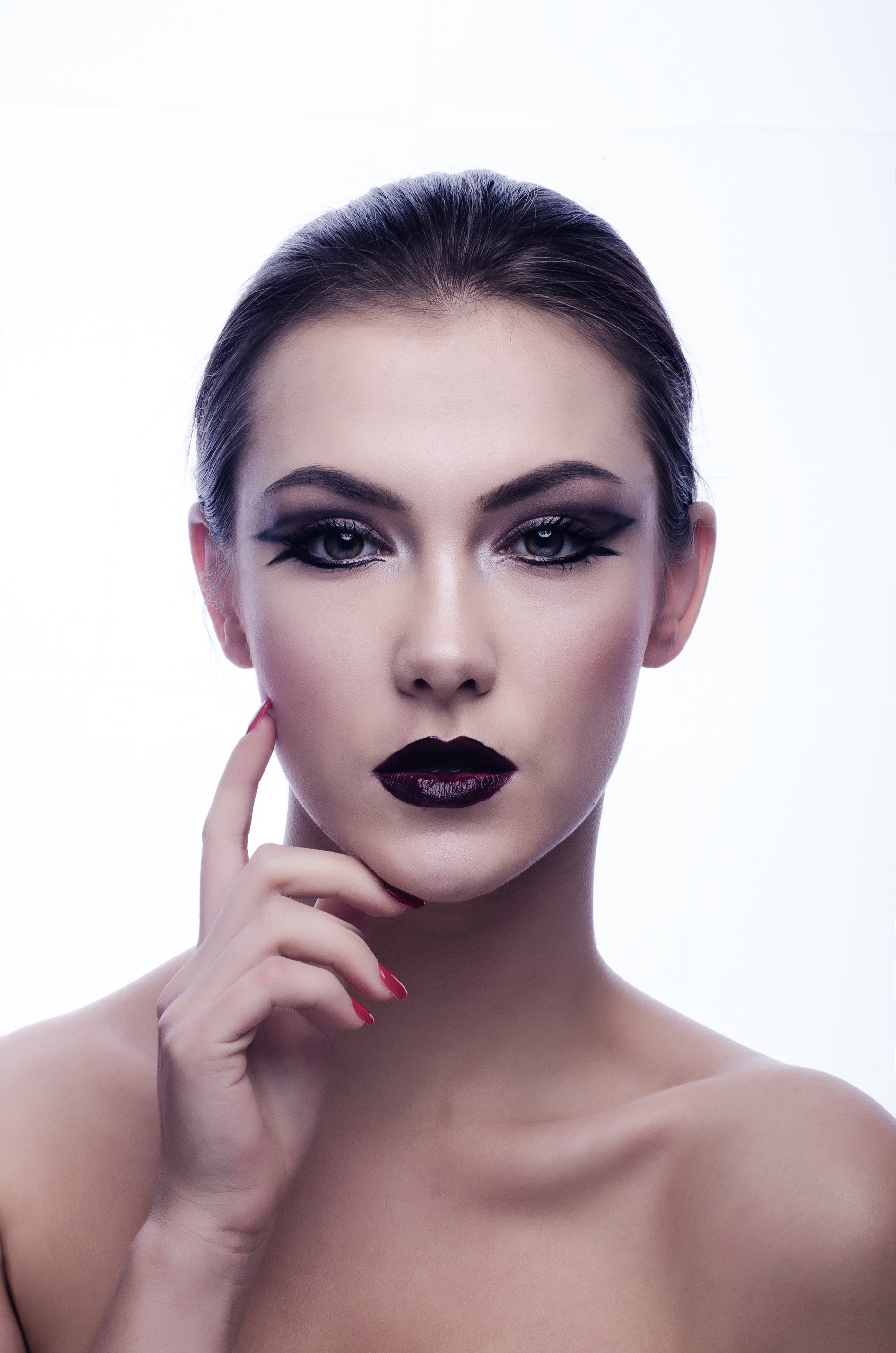 Naked Woman in Black Eyeliner and Maroon Lips · Free