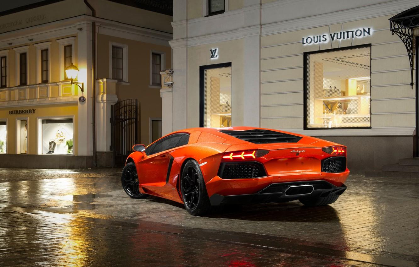 Wallpaper Auto, Night, Lamborghini, Orange, Supercar