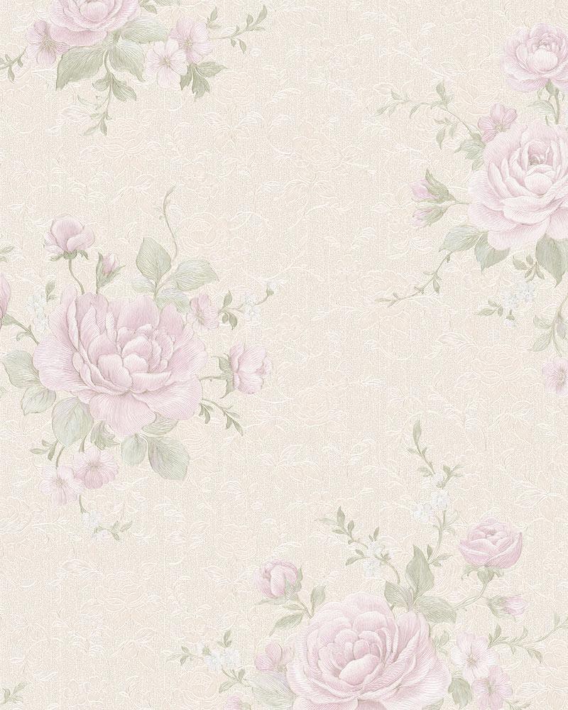 Non Woven Wallpaper Roses Vintage Cream Gold Gloss 30614