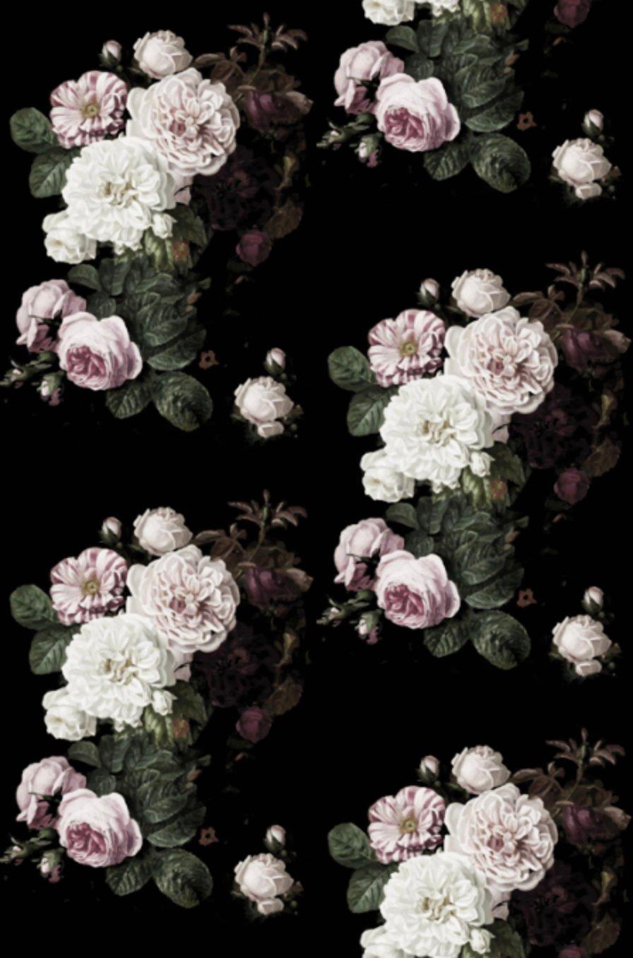 Dark Floral wallpaper Black floral Removable wallpaper