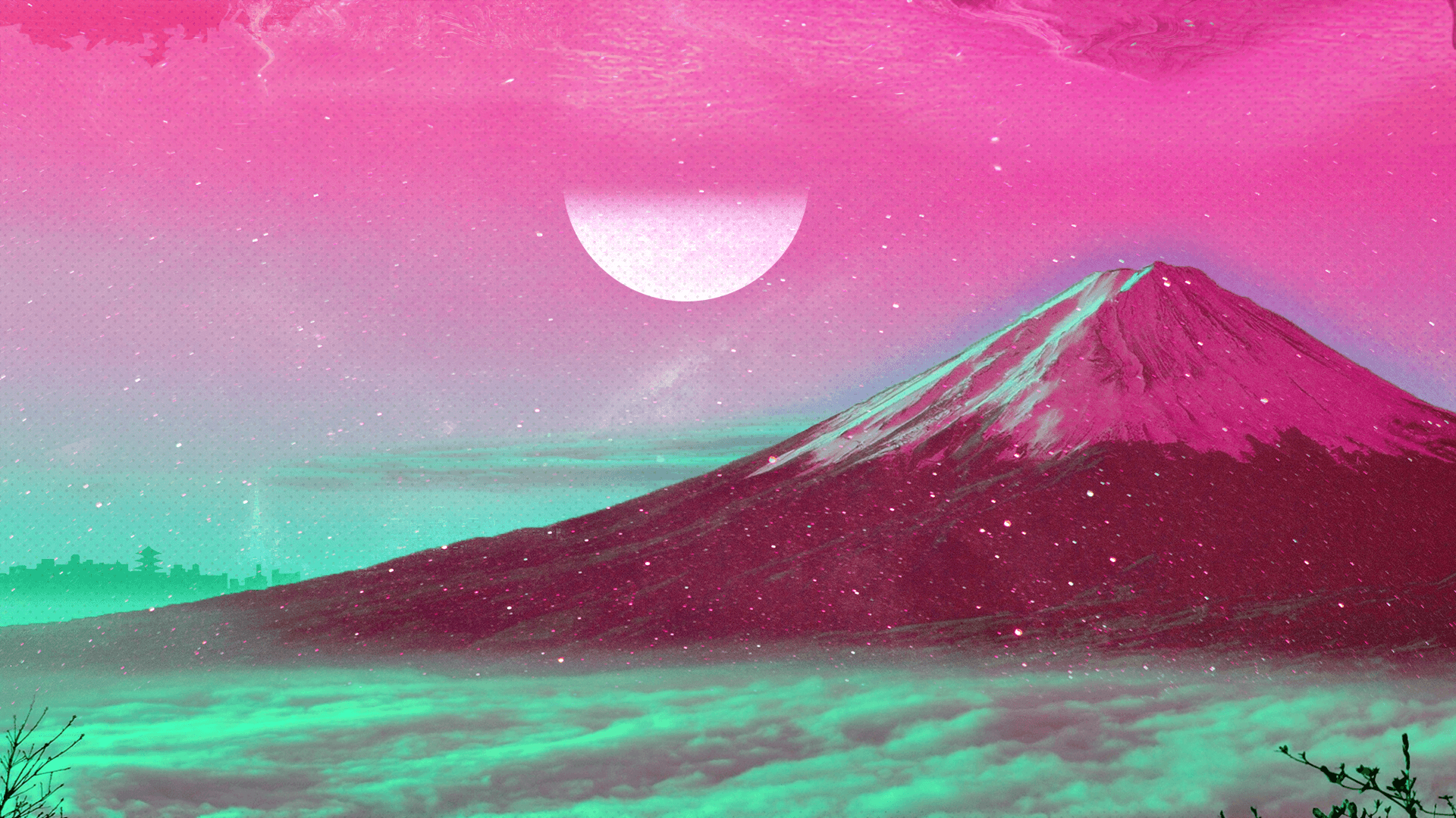 Free download Vapourwave styled mount Fuji 1920 1080