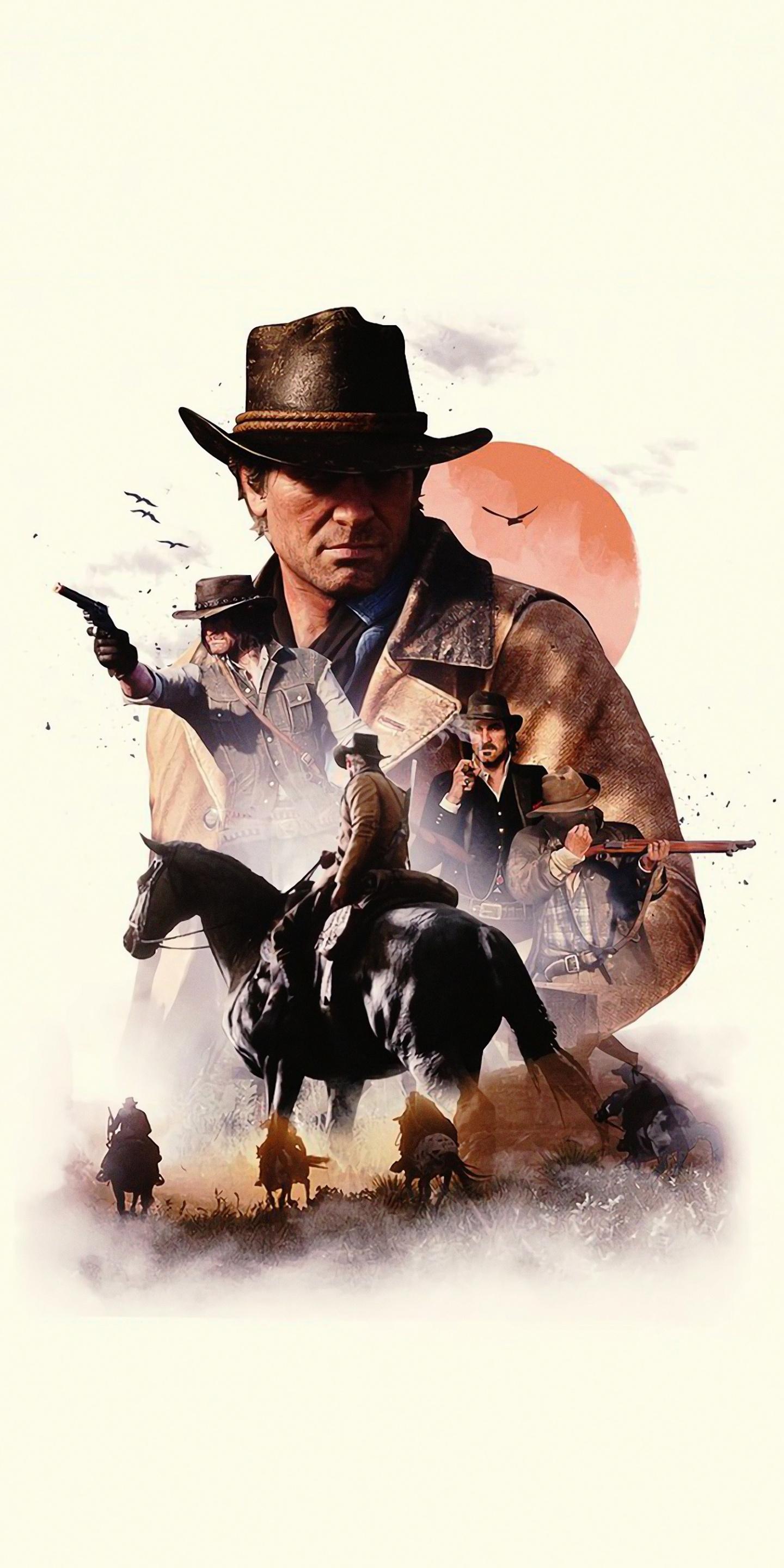 Download 1440x2880 wallpaper video game, poster, red dead