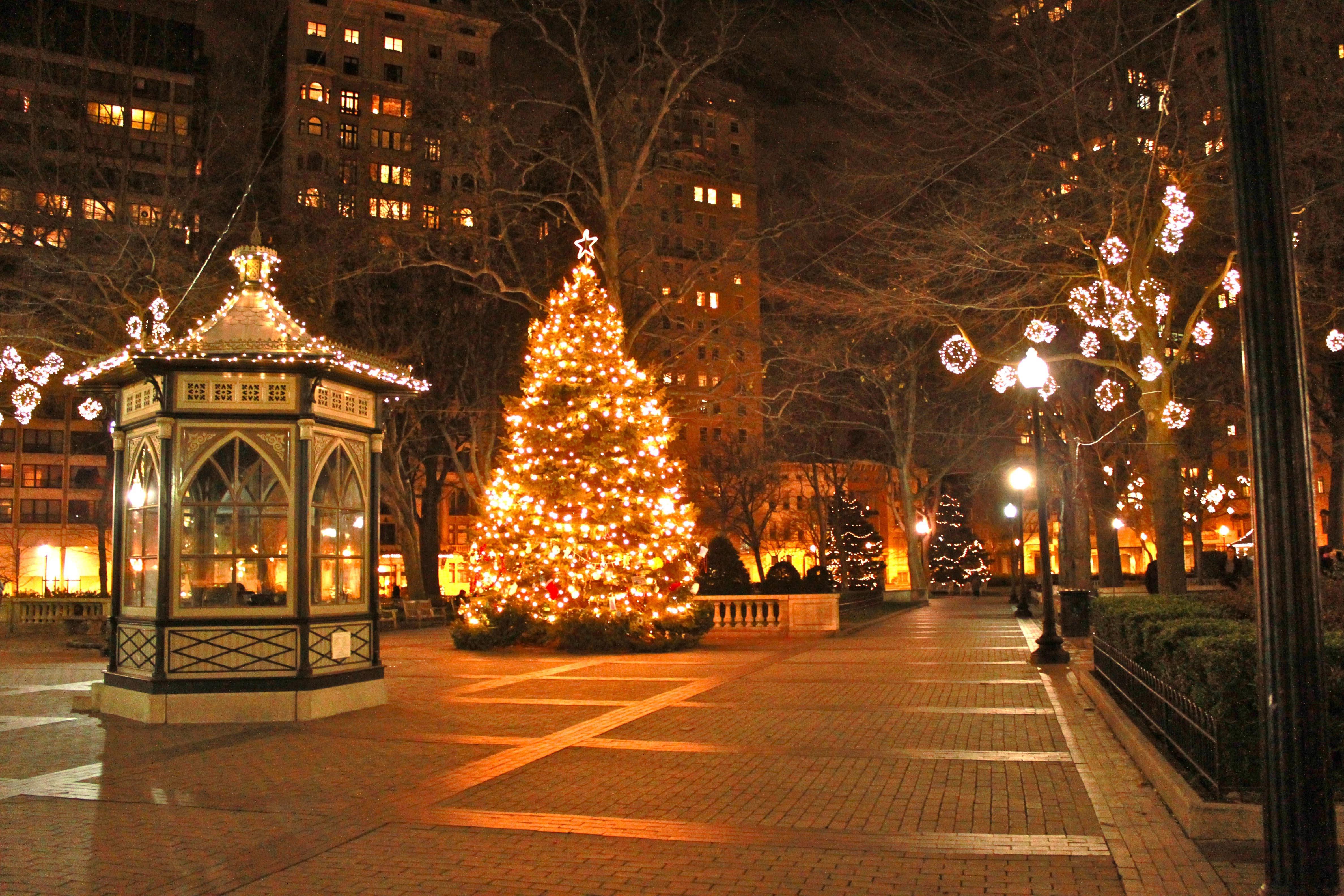 Christmas Photography Background city lights street beauty