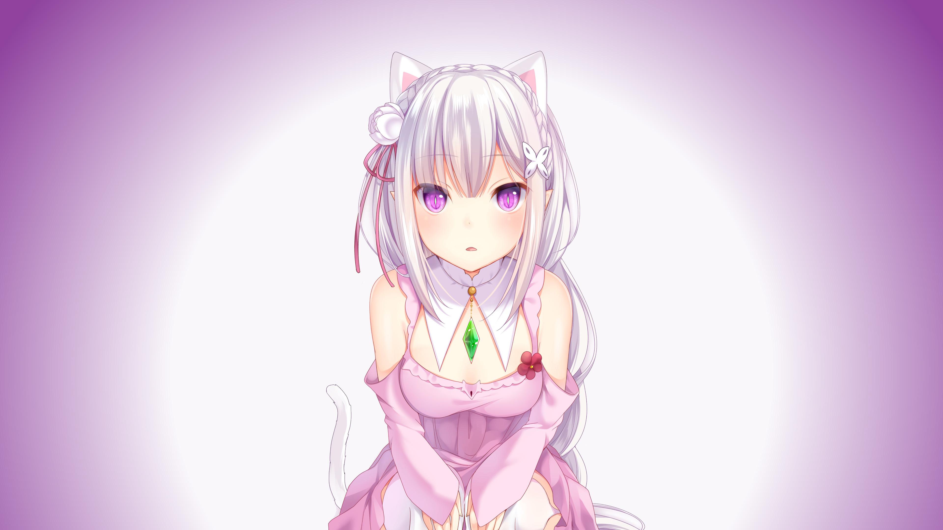 K, #Anime girl, #ReZero, #Emilia. Anime wallpaper